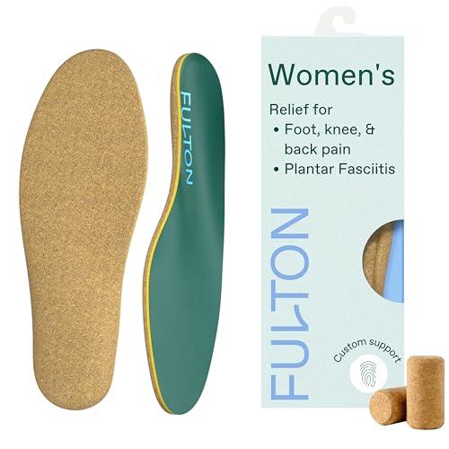 Fulton Fulton Custom Molding Cork Shoe Inserts for Women - Overpronation & Pain Relief Orthotic Insoles + Plantar Fasciitis Arch Support Inserts for Flat Feet to High Arch (Women\'s Size 10.5-11 Wide)