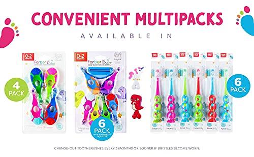 Farber Baby Farber Baby | Toddler Toothbrush (4 Pack) - Extra Soft Bristles, BPA Free, Soothing Teething Nub Ring Handle, 0-2 Years (Color Variety)
