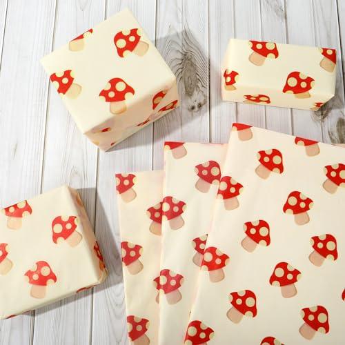 JarThenaAMCS JarThenaAMCS 100 Sheets Mushroom Tissue Paper Red Mushroom Gift Wrapping Paper Vintage Decorative Art Craft Paper for DIY Crafts Birthday Party Home Decor, 14 x 20 Inch