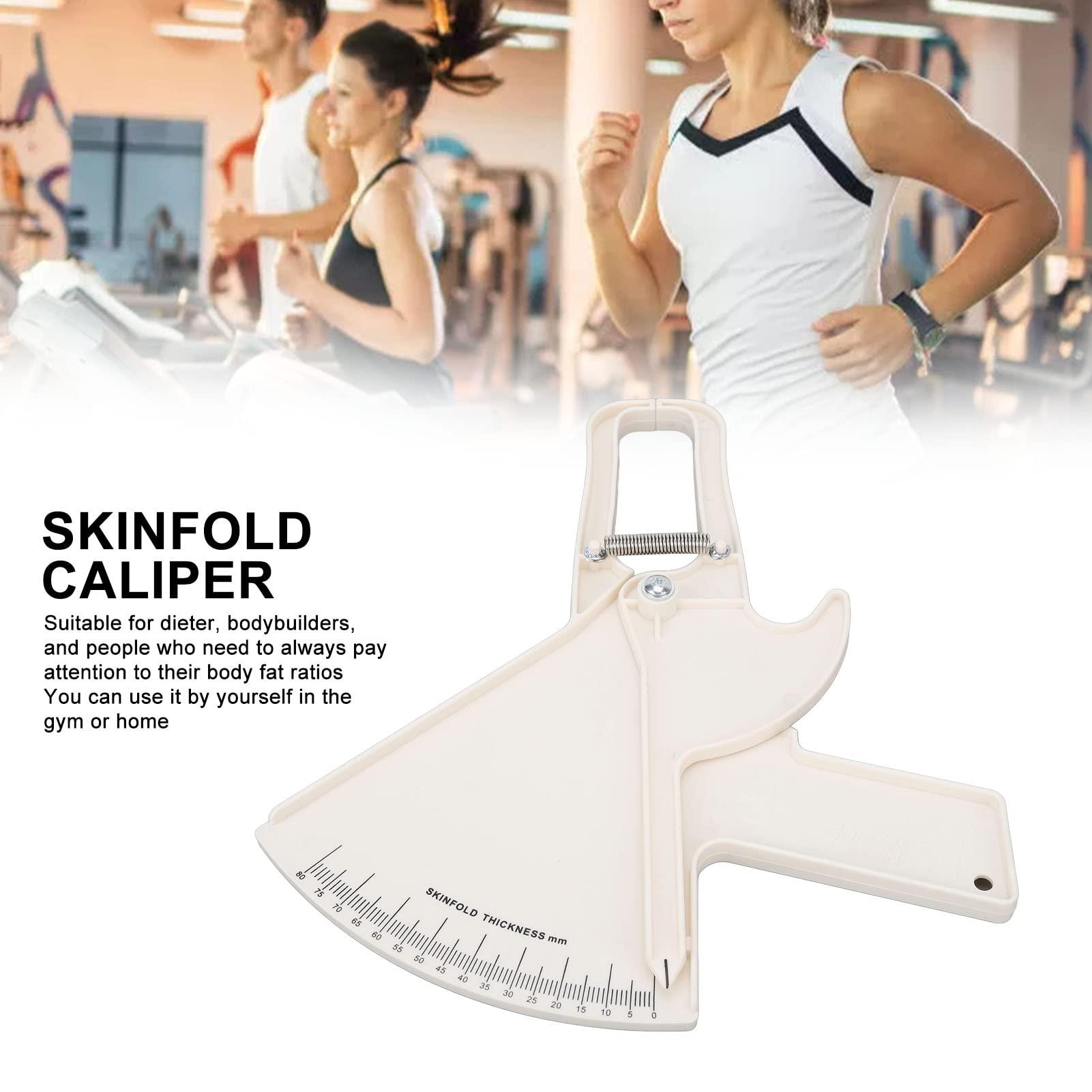 ZJchao Body Fat Caliper, Professional Double Spring Skinfold Calipers and Body Fat Tape Measure Tool for Accurately Measuring BMI Skin Fold Fitness(White)