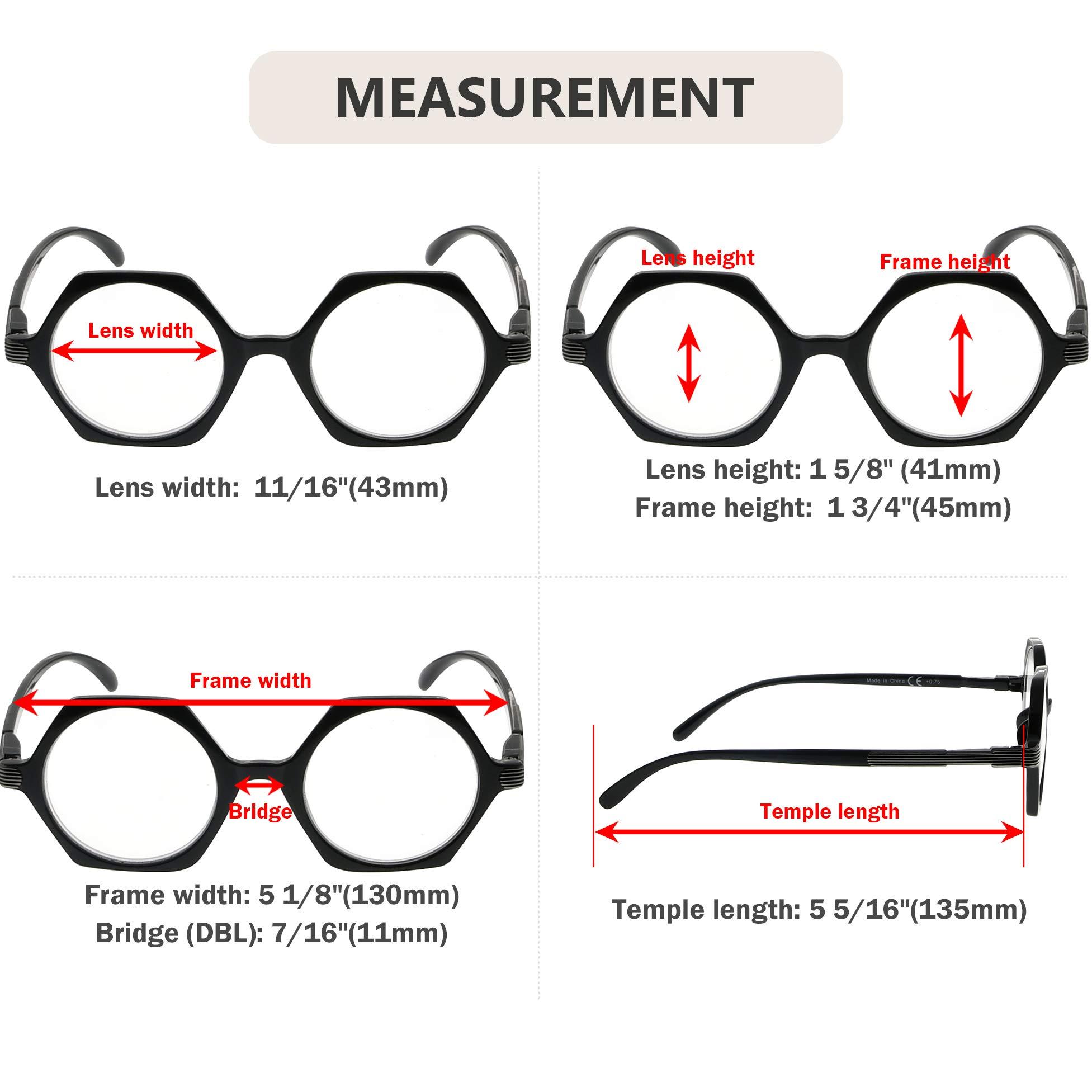 Eyekepper Eyekepper 4-Pack Round Full Coverage Ultrathin Flex Frame Reading Glasses Readers Amber Frame Black Arms+2.75