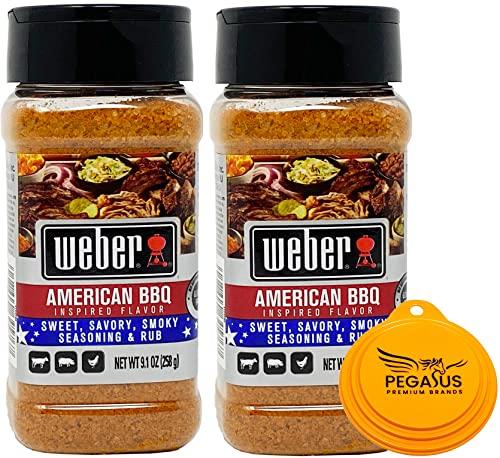 Pegasus Premium Brands Pegasus Premium Variety Pack - Weber American BBQ Seasoning 9.1oz (2-Pack) and Pegasus Premium Brands 3-Step Lid Cover