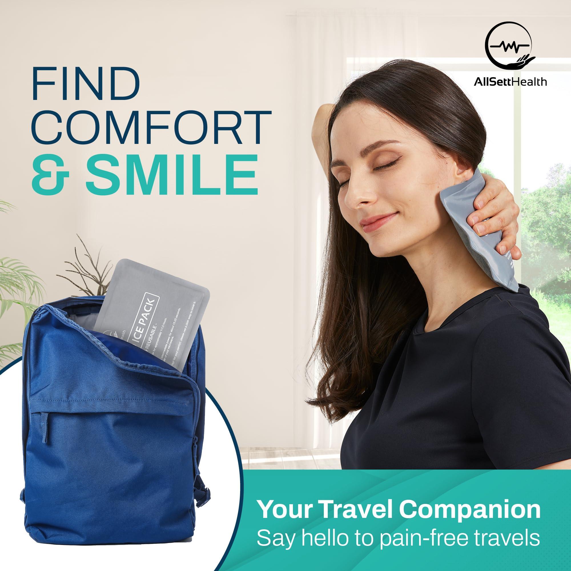 AllSett Health 2 Pack Reusable Ice Packs for Injuries - Soft Ice Pack with Velvet Soft Fleece Fabric | Flexible Hot and Cold Gel Ice Pack Set- Cold Packs for Injuries, Knee, Back, Neck Pain - 10 x 6, Grey