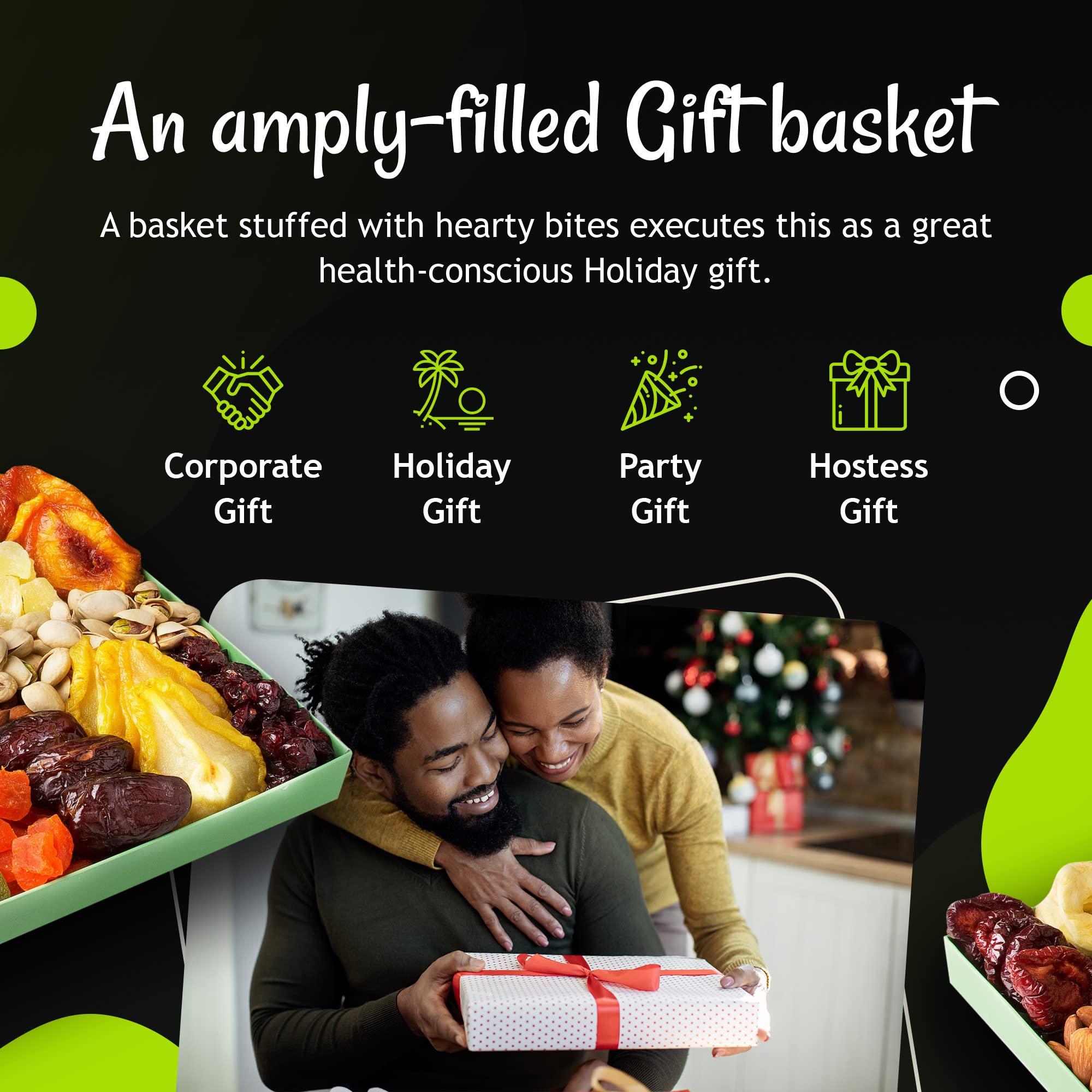 Oh! Nuts Dried Fruit and Nuts Gift Basket Assorted Holiday Snack Box - Birthday, Anniversary, Corporate Treat Box for Women, Men - by Oh Nuts