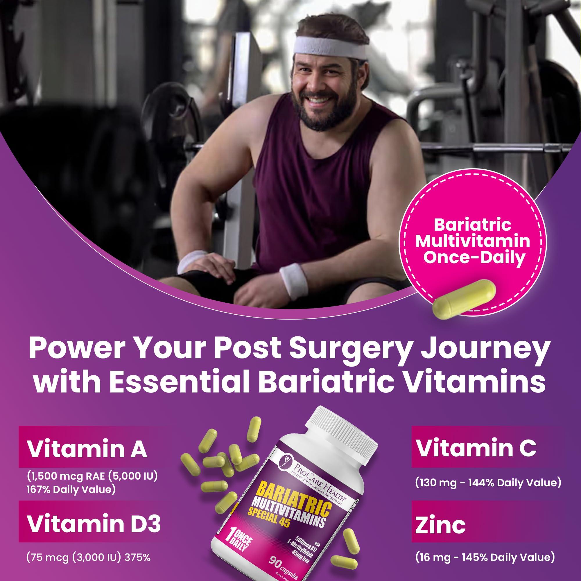 ProCare Health ProCare Health Bariatric Multivitamin with Iron (90 Capsule) - 45mg Iron with Reduced B12 - Post Op Bariatric Vitamins for Gastric Bypass Sleeve Patients, Sustains Recovery & Energy (03 Month Supply)