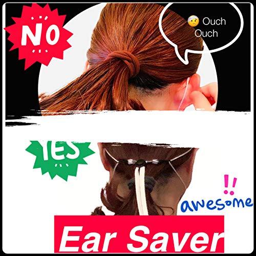 Comfi3D 10 PCS Mask Extender/Mask Strap/Ear Saver/Lanyard Hook for Masks with Adjustable Mask Clips with High Elastic Fabric - Works for Adults & Kids (10 Lanyard (Black))