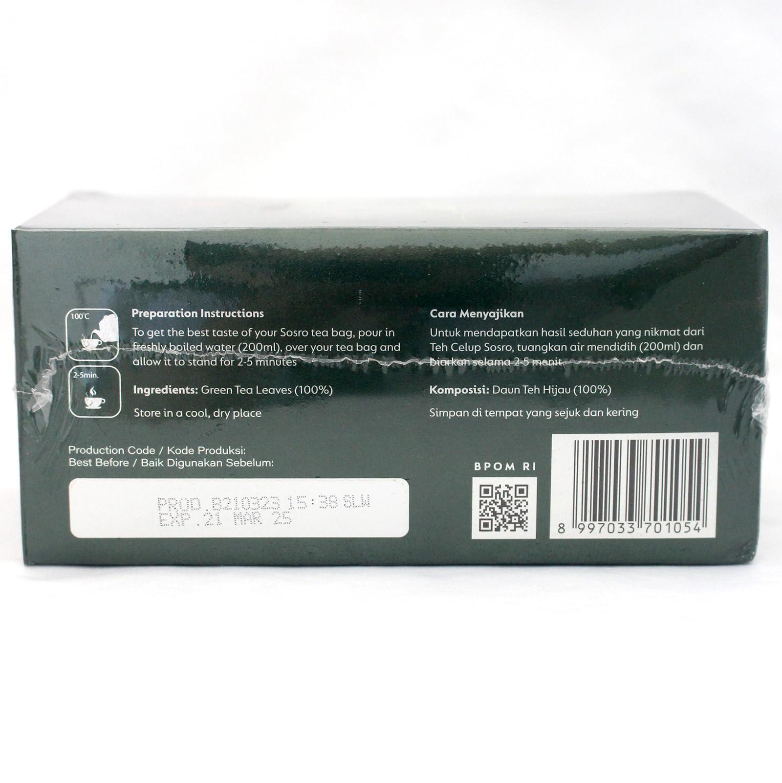 PT.Gunung Slamat Sosro Heritage Java Green Tea, Indonesian Tea, 25 Tea Bags (Pack of 1)