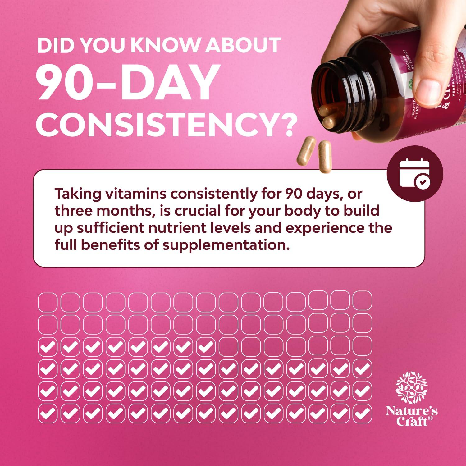 Natures Craft D Mannose with Cranberry Supplement - D Mannose 1000mg Capsules for Kidney Infection Support & Cleanse and Urinary Tract Health for Women & Men - Bladder Health Supplement for Adults - 120 Count