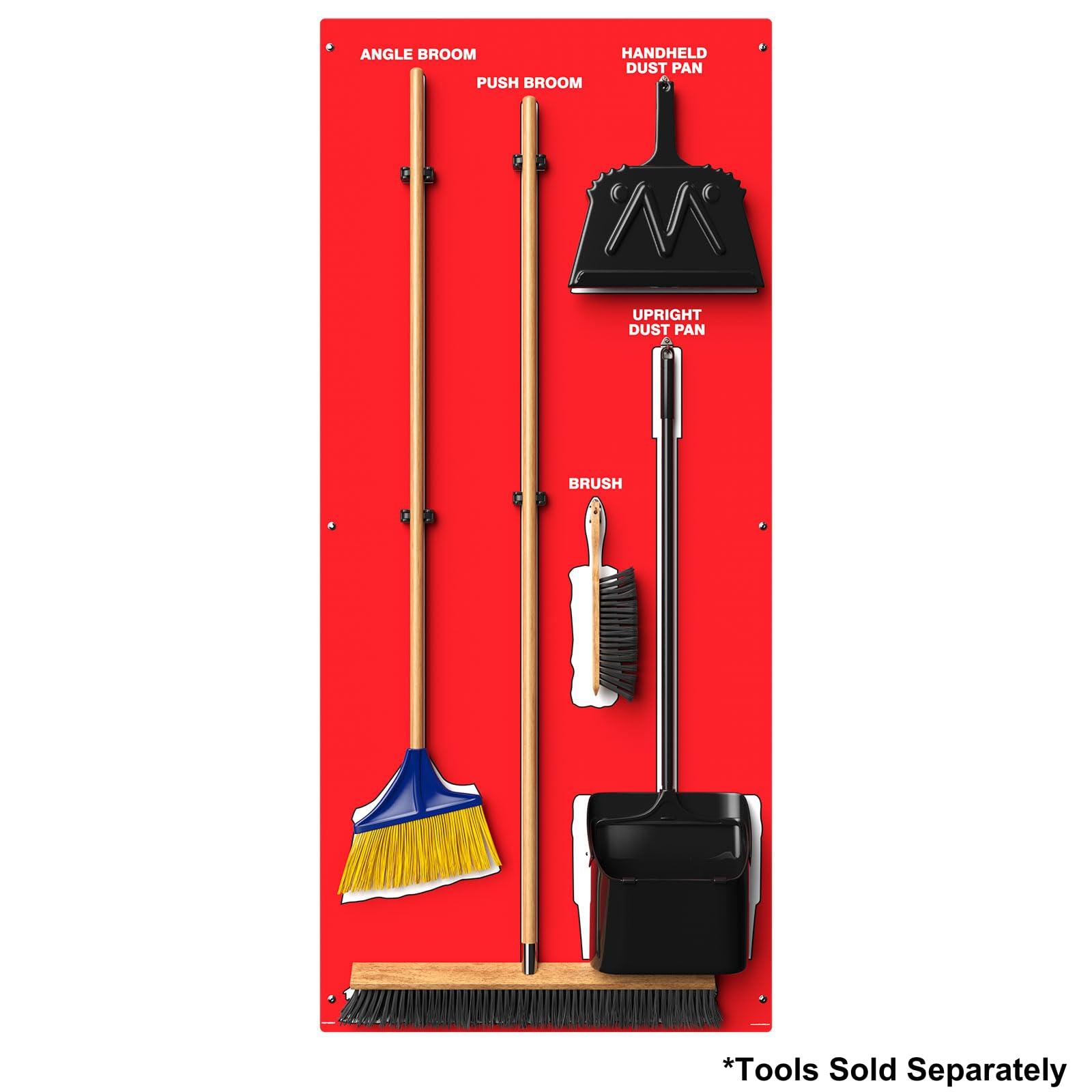 Accuform Clean & Sweep 5S Shadow Board/Wall Mount Broom Holder, 68\" x 30\" Board, 5S Cleaning Station - Board Only, Tools Sold Separately, Made in The USA by AccuformNMC, Red/White, PSB614RDWT