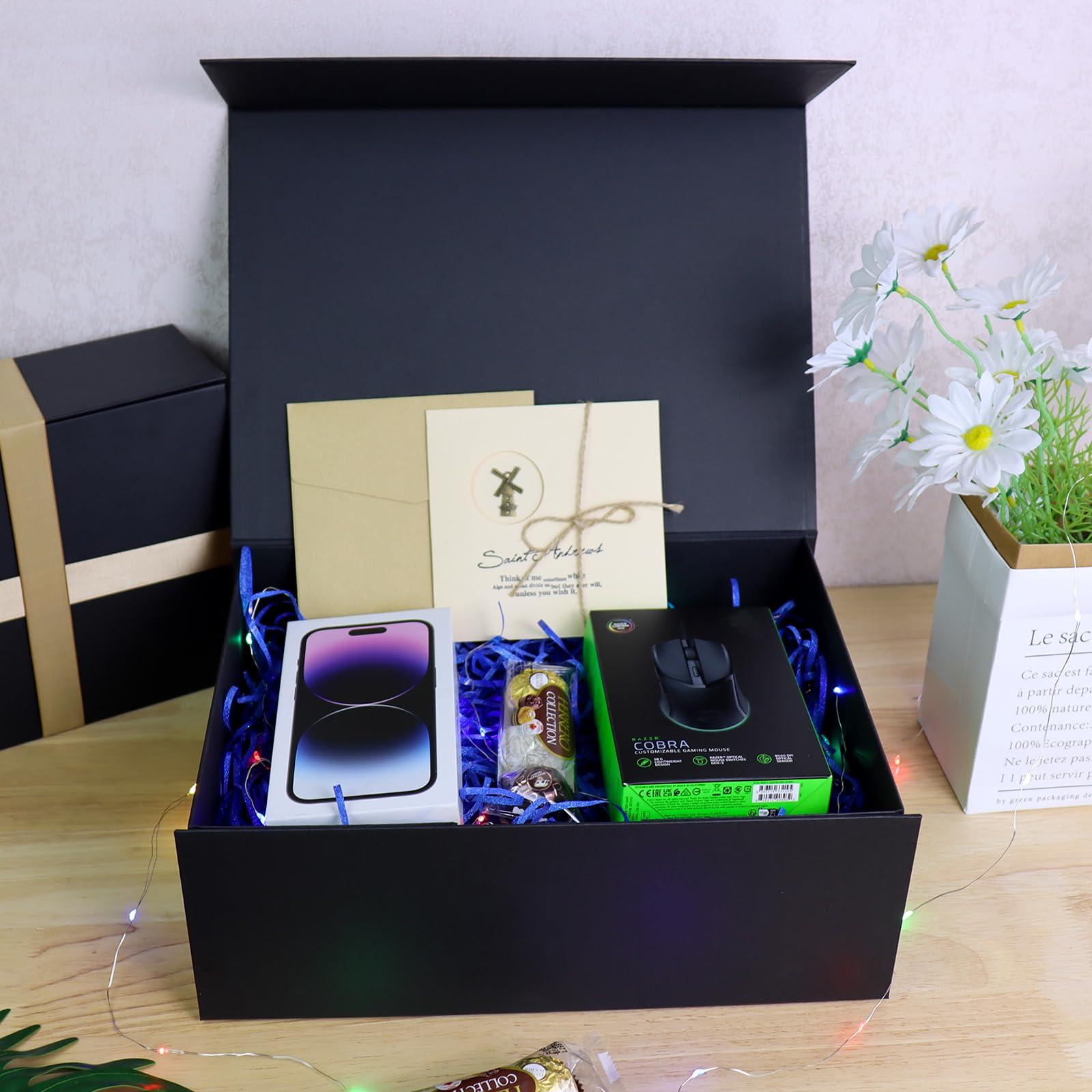 salomayes salomayes Large Gift Box,13x10x5 Inch Magnetic Gift Boxes with Lids for Presents,Luxury boxes for wrapping gifts, for Mother\'s Day,Valentine\'s Day,Wedding, Birthdays, Gift Packging (Black 1 Pcs)