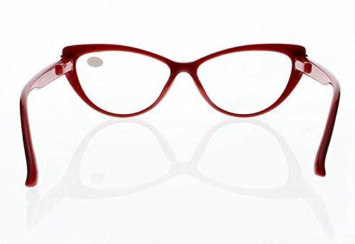 Newsight Women Rhinestone Cat Eye Sexy Vintage Style Clear Lens Reading Glasses Red Black (Red, 3.00)