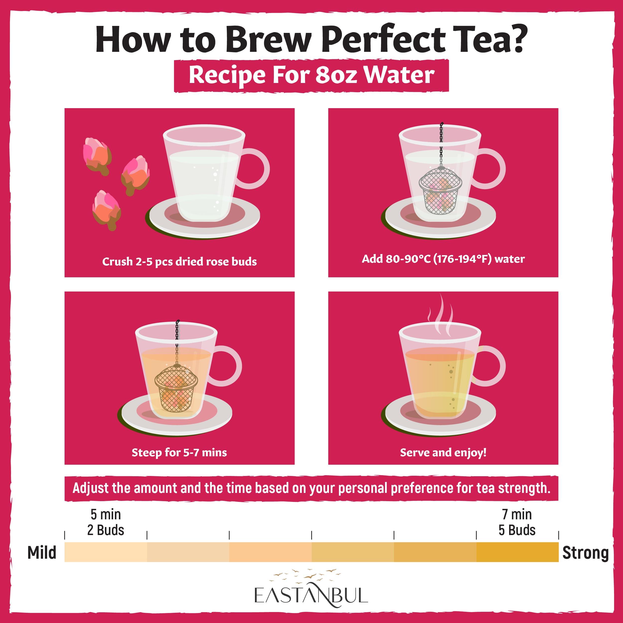 Eastanbul Eastanbul Dried Rose Buds, 1.4oz Edible Rose Buds For Desserts, Caffeine-Free Tea, Edible for Baking, Jam, Crafting, Dry, Natural, Vegan, Non GMO, Gluten Free