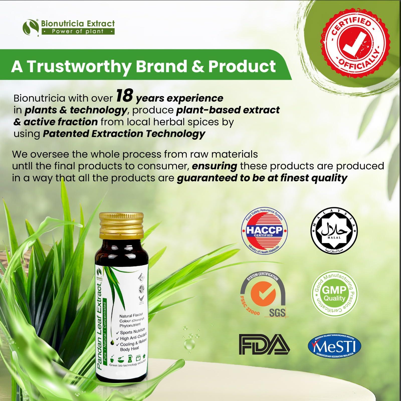 Bio Nutricia Extract Pandan Extract Concentrate for Bakery & Beverage | Standardized Plant Extract of the East, Fresh Natural Asian Gourmet Flavoring Ingredient (60g)