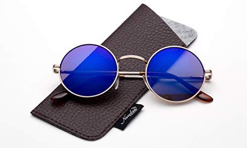 Newbee Fashion Sunglasses Glasses Hippy Vintage Retro Round Sunglasses & Clear Lens Glasses With Carrying Pouch