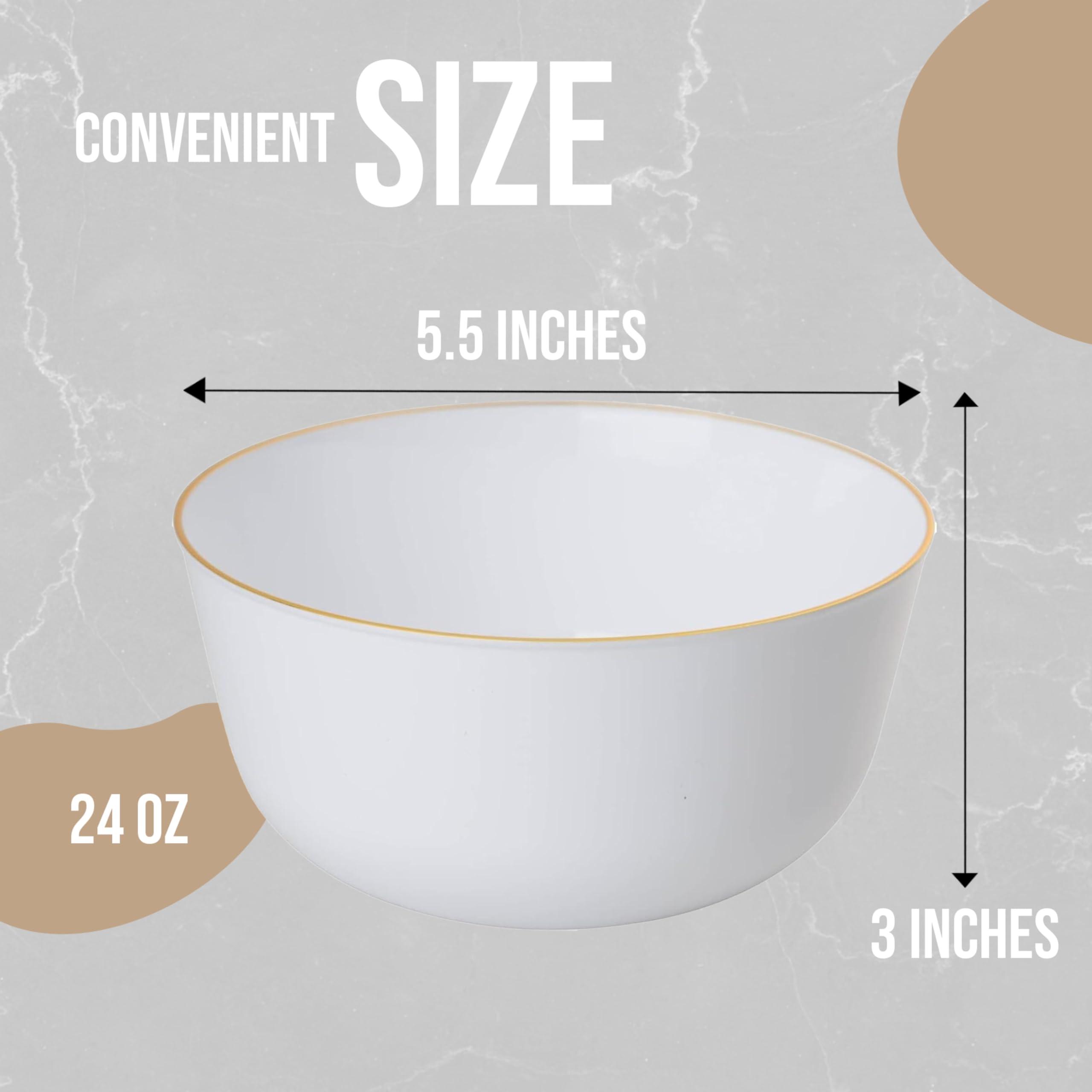 Trendables Trendables Plastic Bowls Disposable Bowls 24 Oz Bowl Set Of 10 White Gold Rimmed Fancy Plastic Serving Bowls Perfect Plastic Ice Cream Bowls Plastic Salad Bowls Plastic Candy Bowl