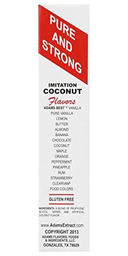Adams Extract Adams Extract Imitation Coconut Flavor, Extra Strength, Gluten Free, 1.5 FL OZ Glass Bottle (Pack of 1)