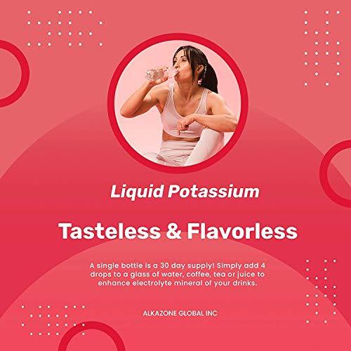 Alkazone ALKAZONE Liquid Potassium+ | Liquid Supplements Have Faster Absorption Rate | Concentrated | Easiest Way to take Potassium | Tasteless Flavorless | 1.25 Oz, Clear, Pack of 1
