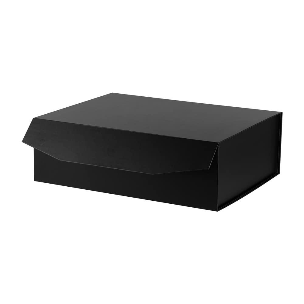 PACKGILO PACKGILO 1 Pcs Matte Black Extra Large Gift Box with Lid, 16.5x13x5.3 Inches, Hard Magnetic Giant Gift Boxes for Presents Clothes Robe Wedding Dress Sweater,Reusable Foldable Bridesmaid Proposal Box