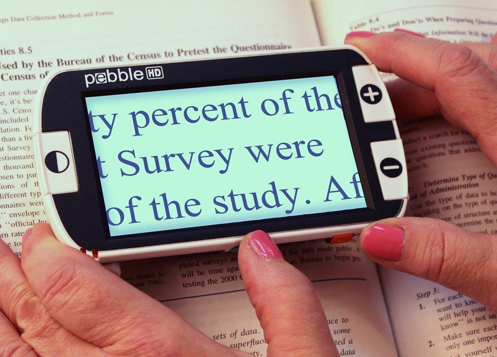 MAGNIFYING AIDS Enhanced Vision Pebble Portable Video Magnifier - Pebble Portable Video Magnifier - 4.3\" viewing screen - PEBBLE / PEB-A PEBBLE