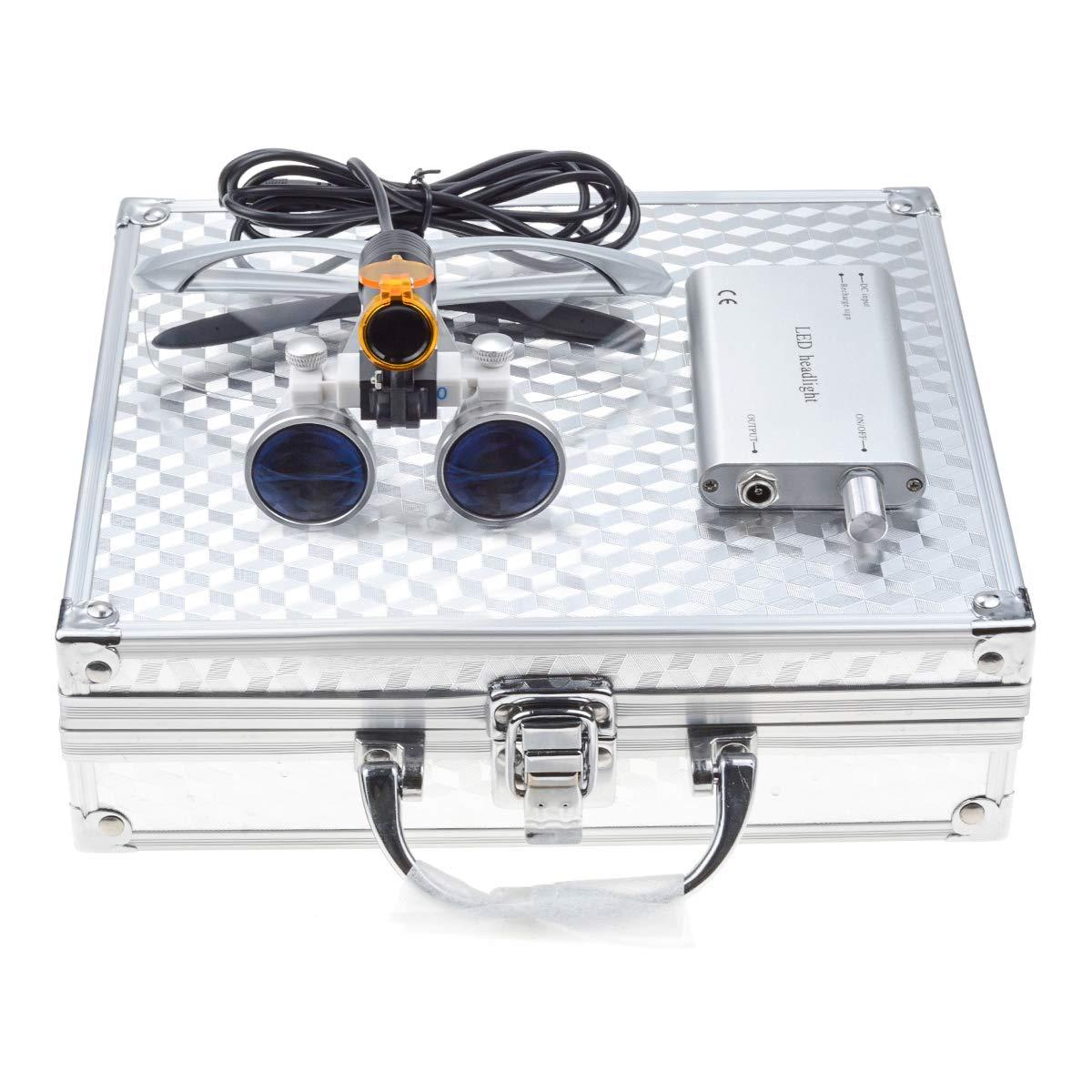 NSKI NSKI 2.5X Loupes Magnifer with 5W High Brightness LED Headlamp with Filter + Aluminum Box (Silver)