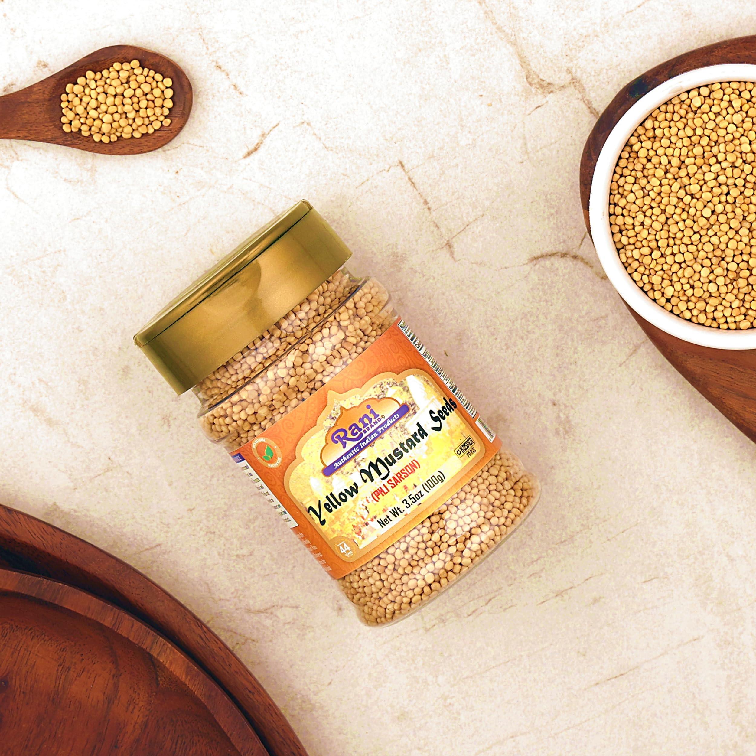 Rani Brand Authentic Indian Products Rani Yellow Mustard Seeds Whole Spice 3.5oz (100g) PET Jar ~ All Natural | Vegan | Gluten Friendly | NON-GMO | Kosher | Indian Origin