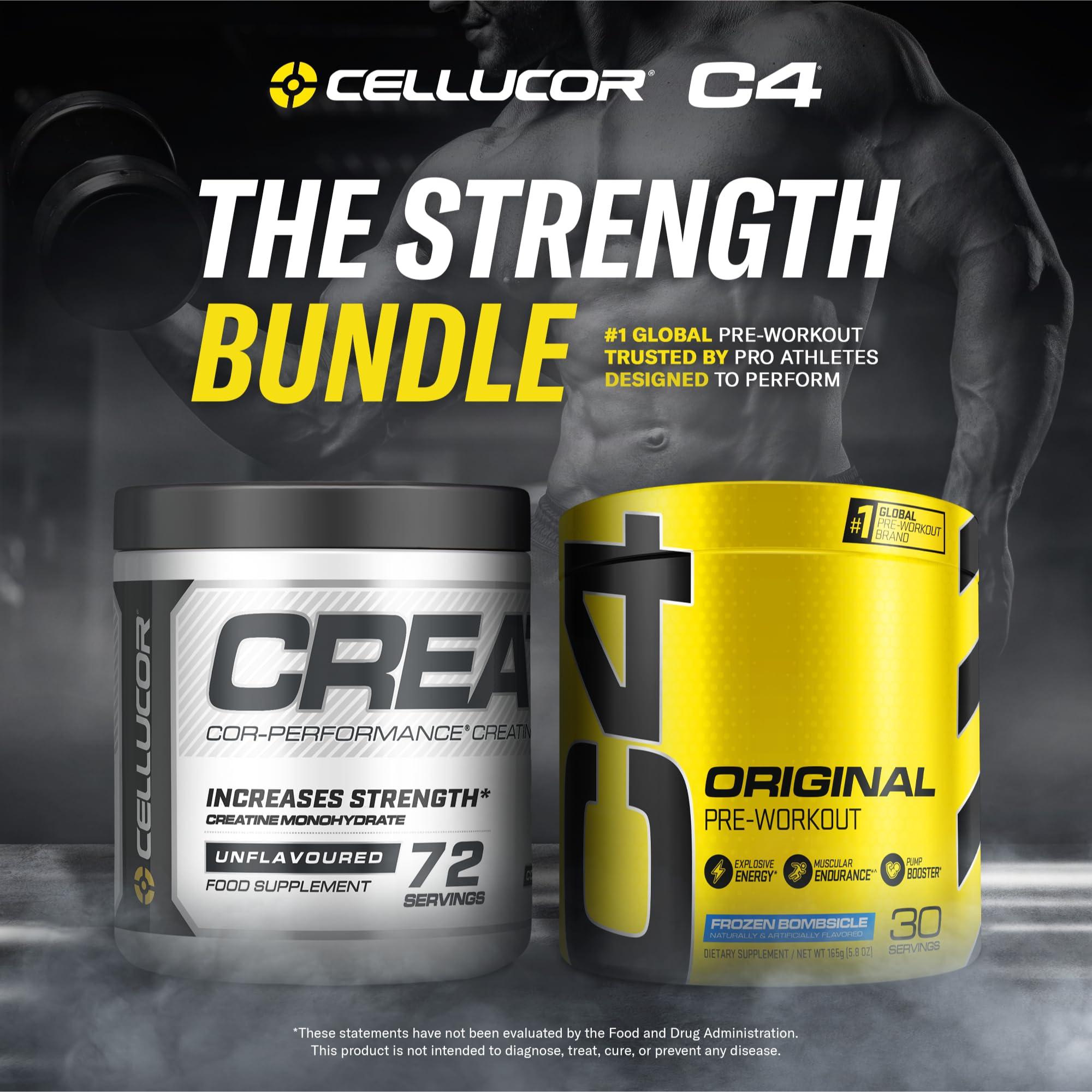 Cellucor Cellucor Pre Workout & Creatine Bundle, C4 Original Pre Workout Powder, Frozen Bombsicle, 30 Servings + Cor Performance Creatine Powder, 72 Servings