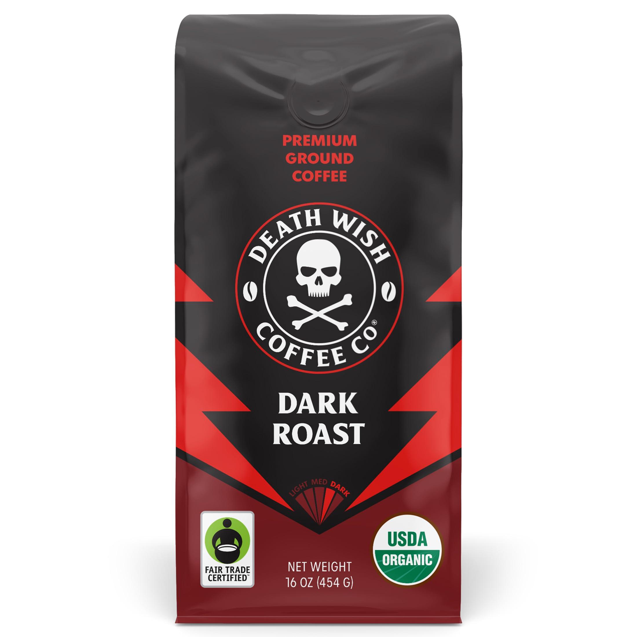 Death Wish Coffee Co. Death Wish Coffee Co., Organic and Fair Trade Dark Roast Ground Coffee, 16 oz