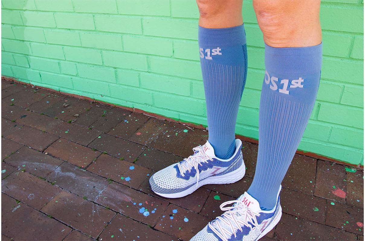 OS1st OS1st FS4 Compression Bracing Plantar Fasciitis Socks relives heel pain, improves circulation and overal foot health (US, Alpha, Large, Regular, Regular, Steel Blue)