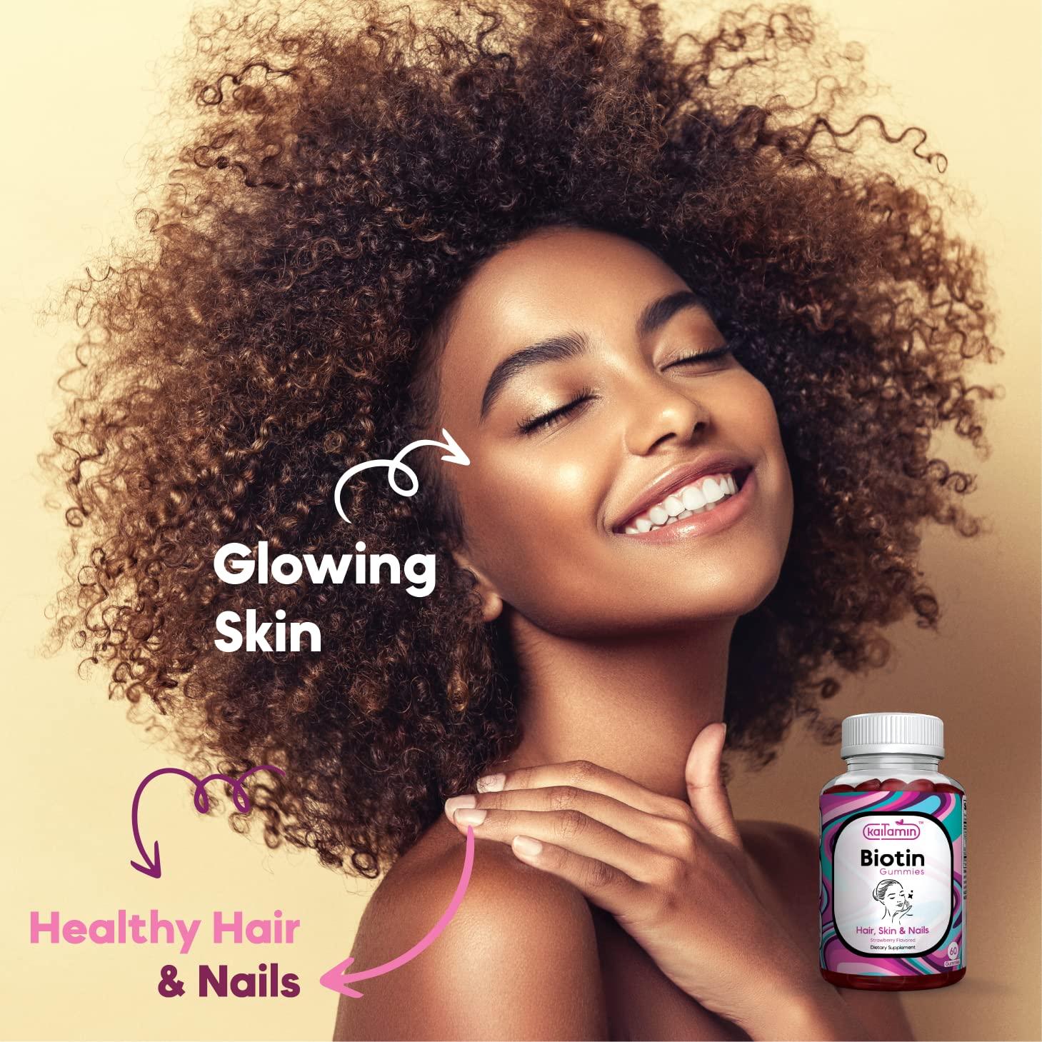 Kaitamin Kaitamin Biotin Vitamin B7 Gummies for Hair Skin & Nails - 5000 mcg per Serving - with Elderberry and Coconut Oil, 60 Strawberry Flavored Gummies - All Natural, Gluten-Free & Vegetarian (Pack of 1)