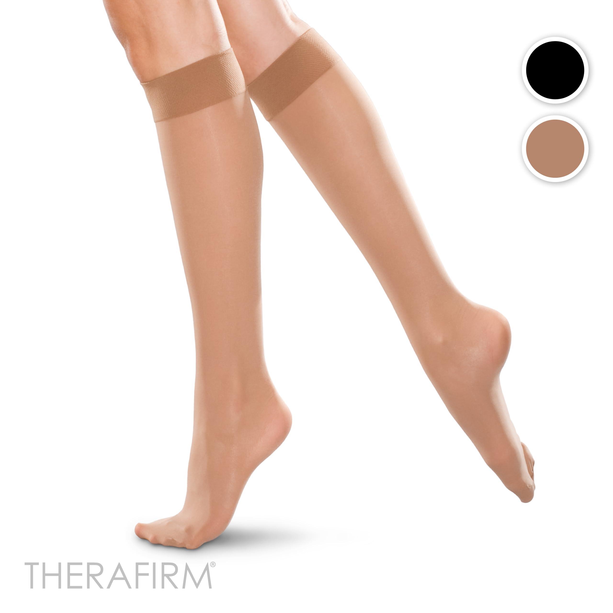 Therafirm THERAFIRM Knee High Support Stockings - 20-30mmHg Moderate Compression Nylons (Black, Medium)