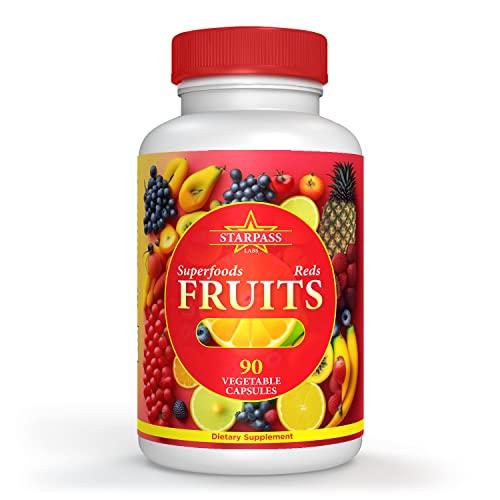 StarPass Labs Vegetarian Balance of Superfoods Reds Fruits and Greens | Vegan Vegetables Fruits and Veggie | Natural Balance of 90 Fruits, 90 Veggies Capsules for Men, Women and Kids | Nature Vitamins and Minerals