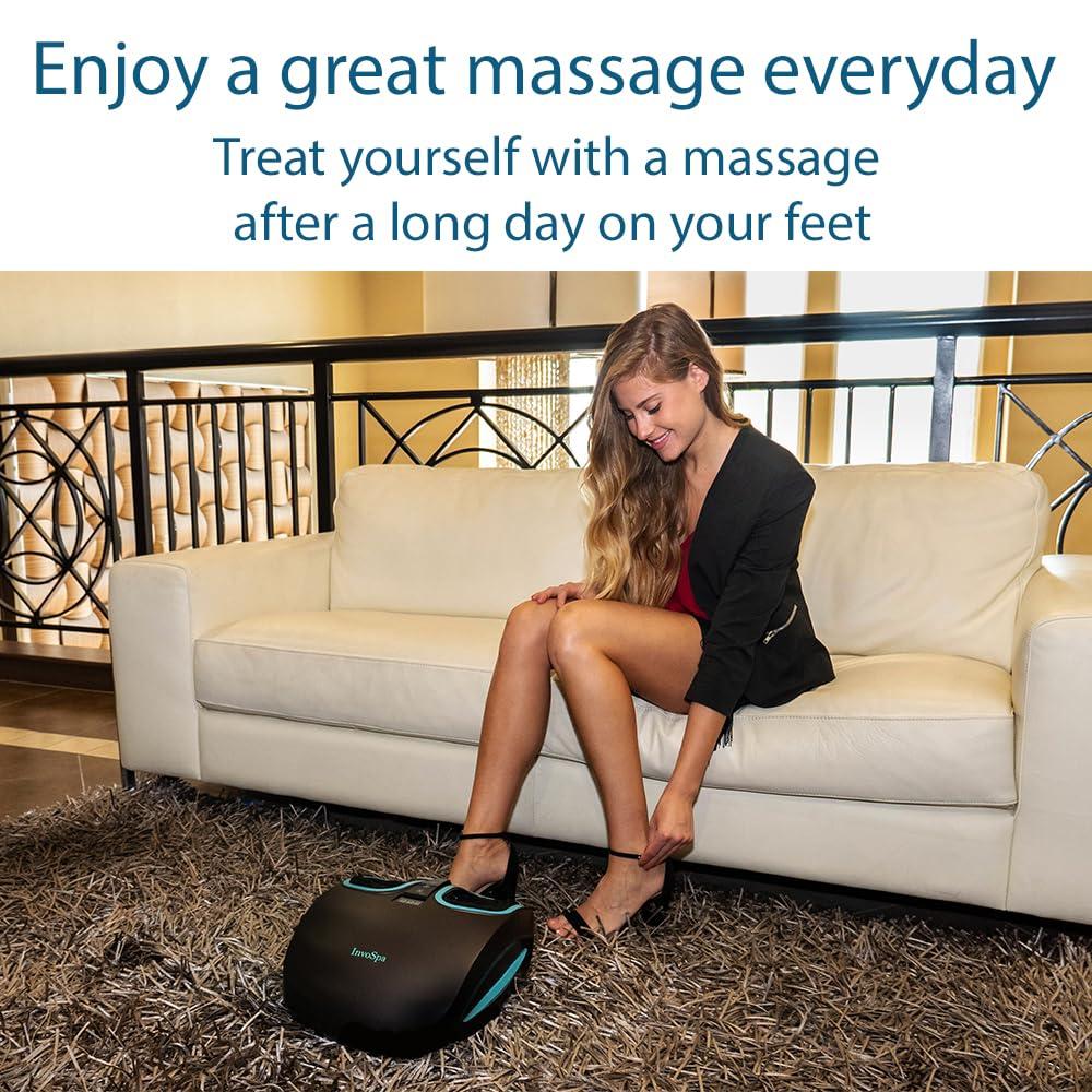 InvoSpa InvoSpa Shiatsu Foot Massager Machine with Heat - Electric Deep Kneading Heated Foot Massage - Spa Feet Massager for Neuropathy and Plantar Fasciitis