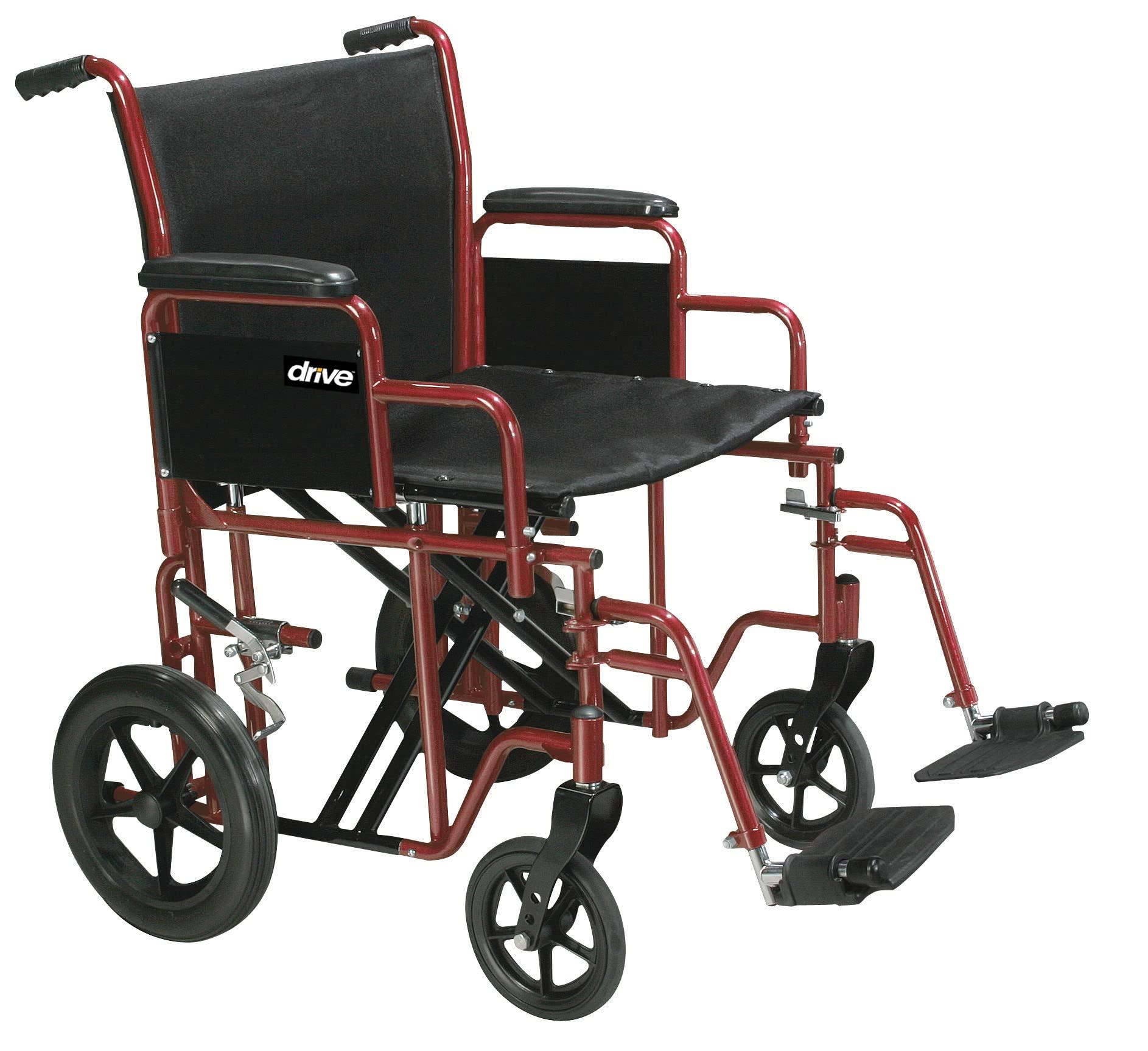Drive Medical Drive Medical BTR22-R Bariatric Heavy Duty Transport Wheelchair, Red
