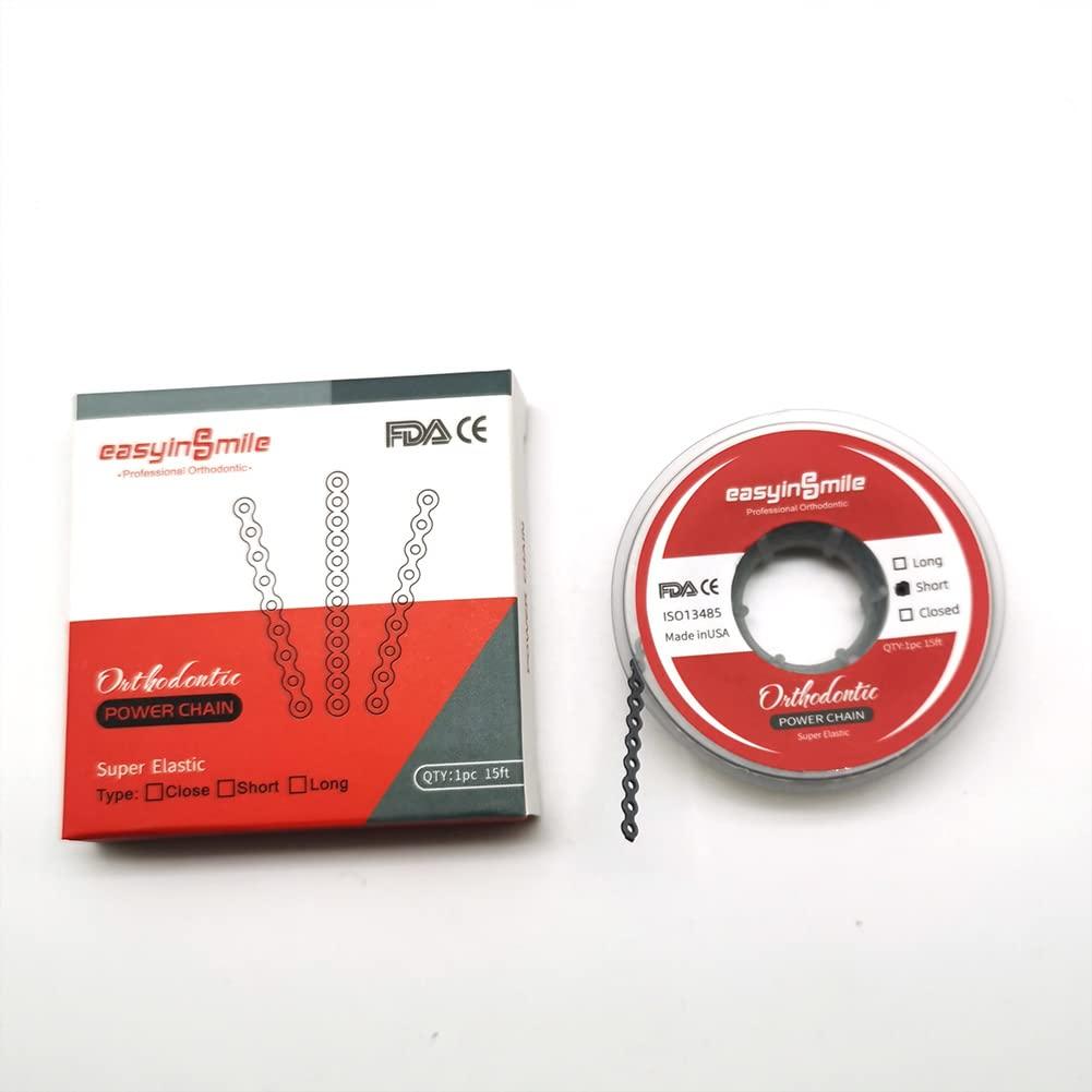 SNAWOP SNAWOP Dental Orthodontic Power Chain Multicolor Spool Elastic Rubber Bands for Teeth Braces (Long, Black)