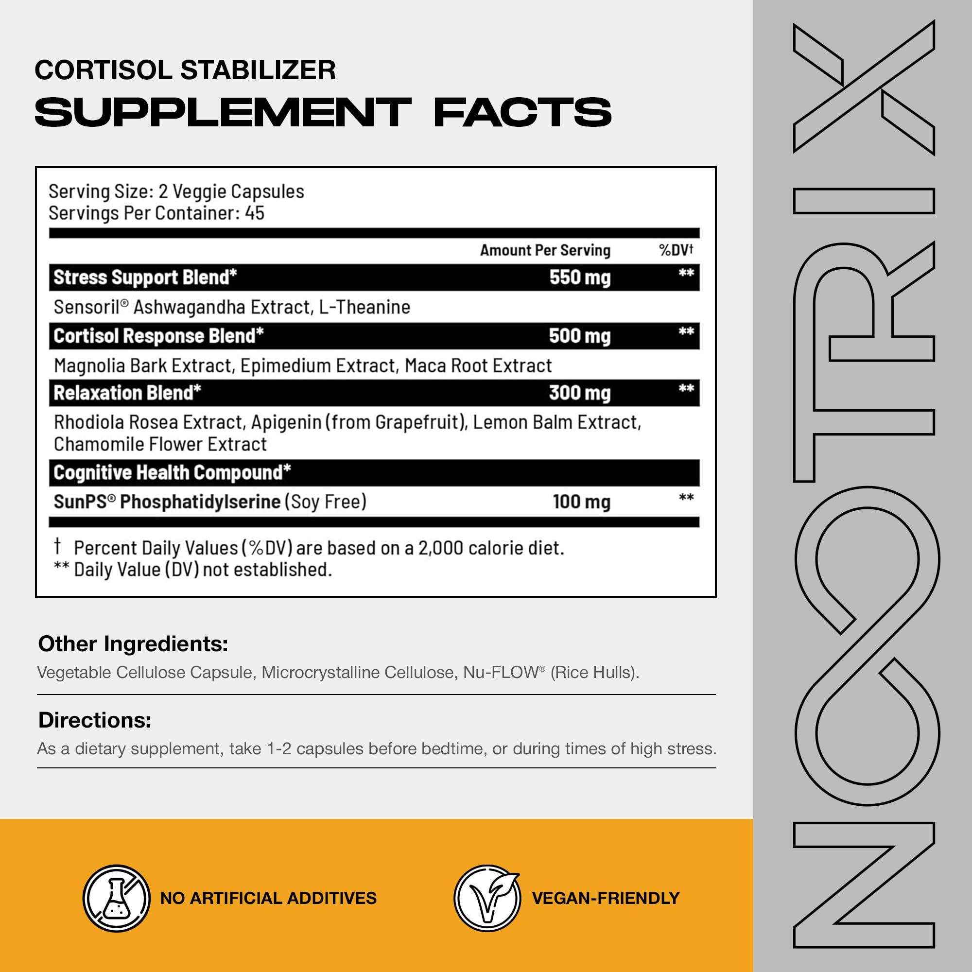 Nootrix Nootrix Cortisol Manager and Stabilizer Supplement | Supports Deep Sleep & Relaxation | Cortisol Supplement with Ashwagandha, L-Theanine, Rhodiola Rosea Extract & Apigenin | 90 Vegan Capsules