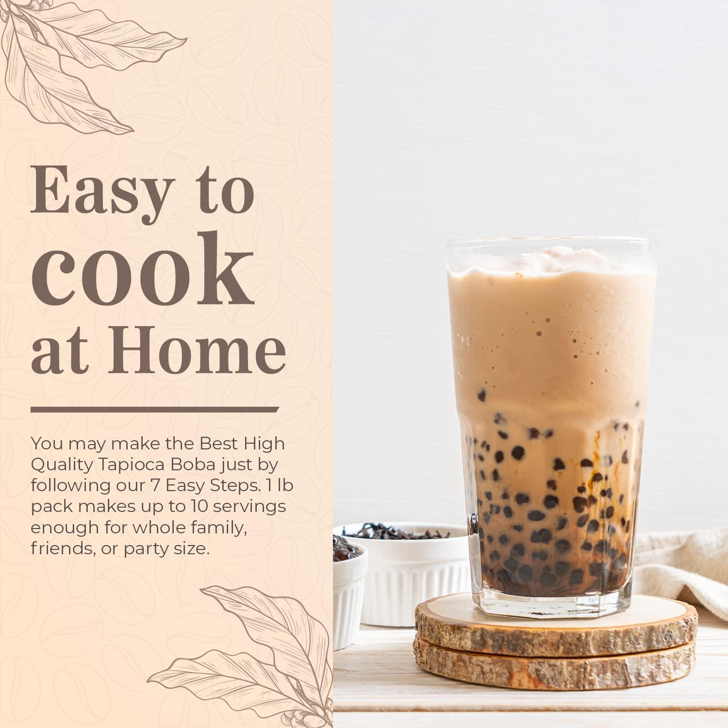 Fanale US Boba Co Tapioca Pearl Made in USA 2 Pound, Fanale Hand Crafted Brown Sugar Syrup 12 oz for Bubble Milk Tea Coffee Desserts