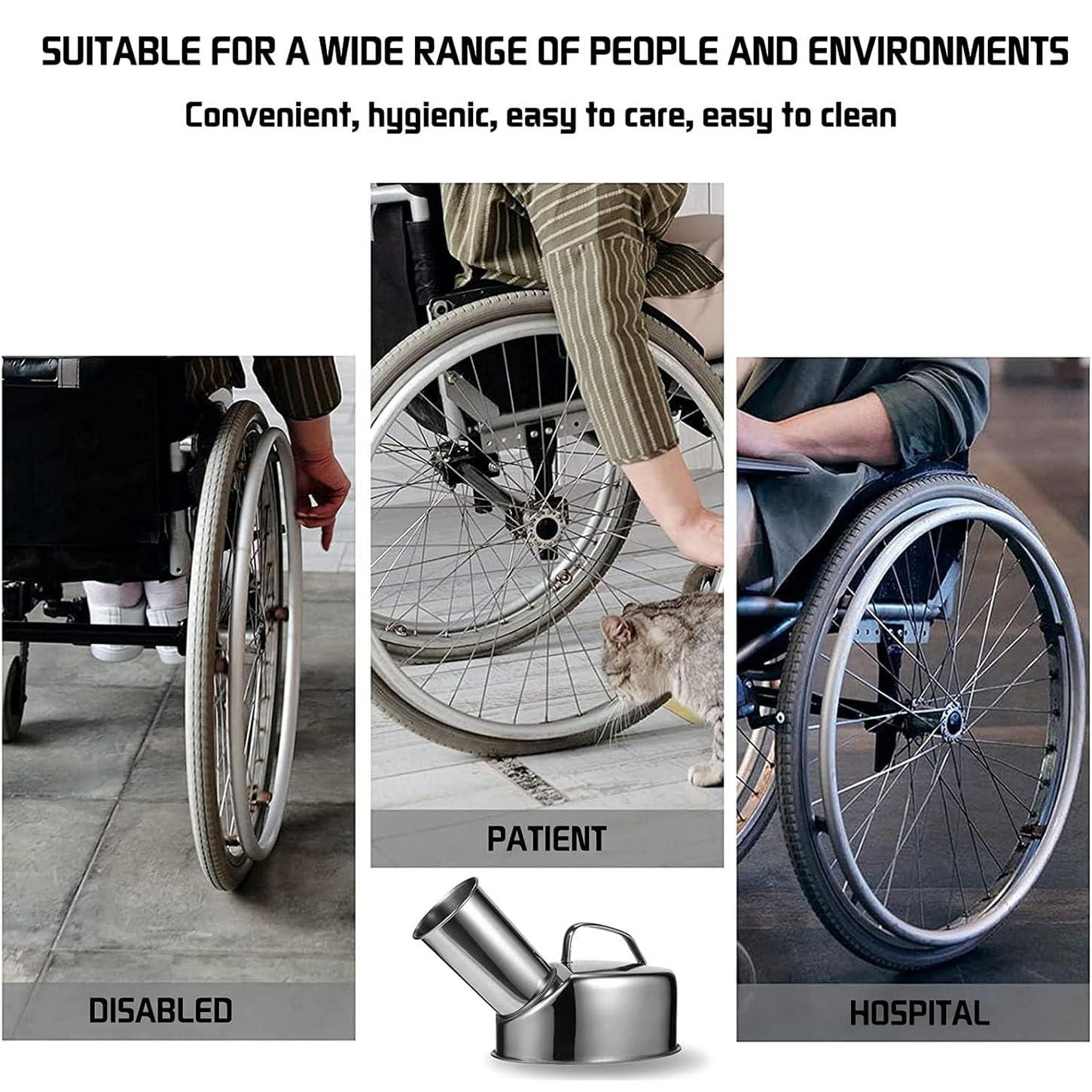 MIFANI Male Urinal Urine Bottle for Men,Stainless Steel Urinals Hand Held Pee Bottle for Men, Professional Urinal Bottle Spill Proof 7Cm Large Diameter Design for Car, Travel, Elderly, Incontinence, 1300Ml