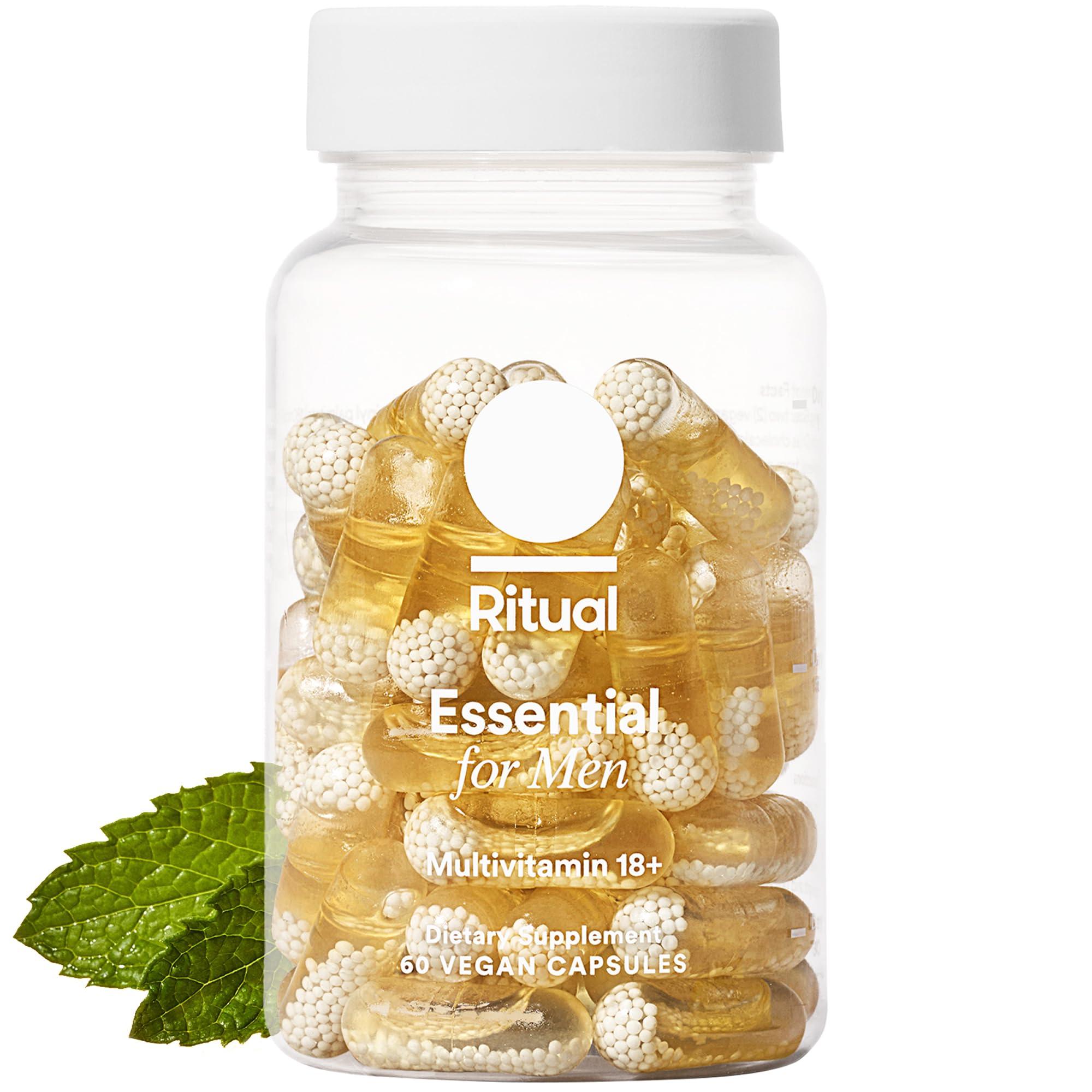 Ritual Ritual Multivitamin for Men 18+ with Zinc, Vitamin A and D3 for Immune Function Support*, Omega-3 DHA, B12, K2, Gluten Free, Non-GMO, Vegan, Mint Essenced, 30 Day Supply