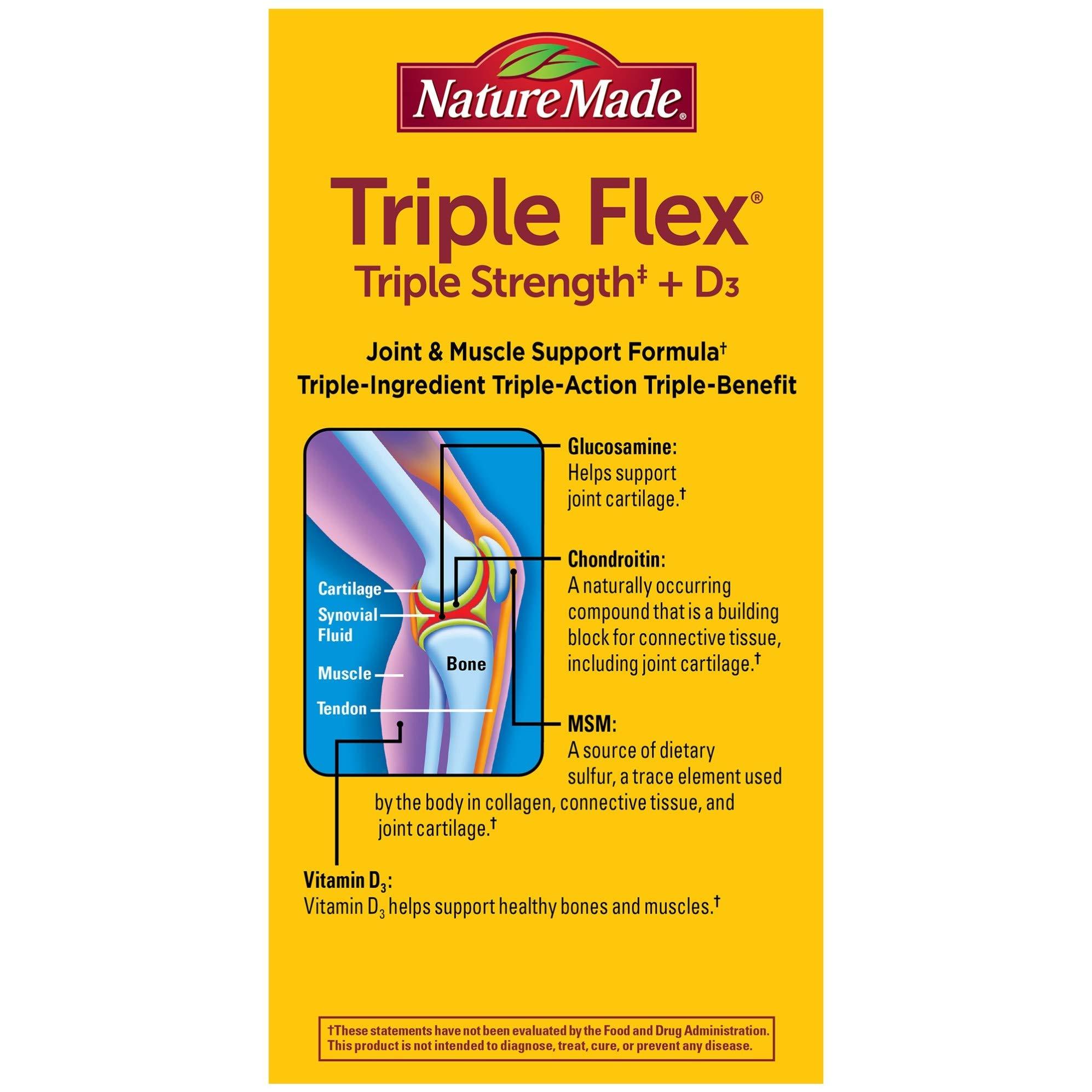 Nature Made Nature Made TripleFlex Triple Strength Caplets with Vitamin D3, 120 Count for Joint Support