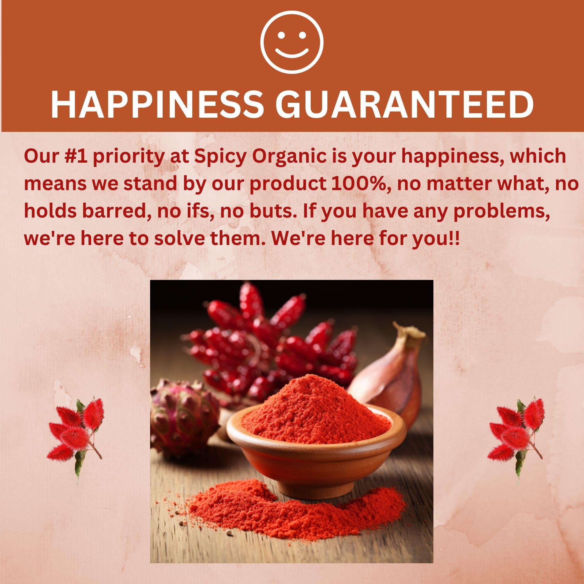 SPICY ORGANIC SPICY ORGANIC Annatto Powder 8 oz. Certified USDA Organic - Ground Achiote Seed Spice for Seasoning and Cooking