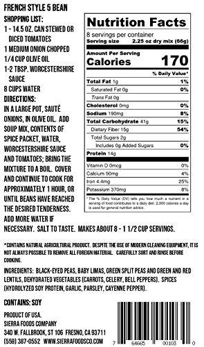 Sierra Soups All Natural Gluten Free Vegetarian Vegan French Style Five Bean Soup Mix Pack of 3 525 g 18 oz each