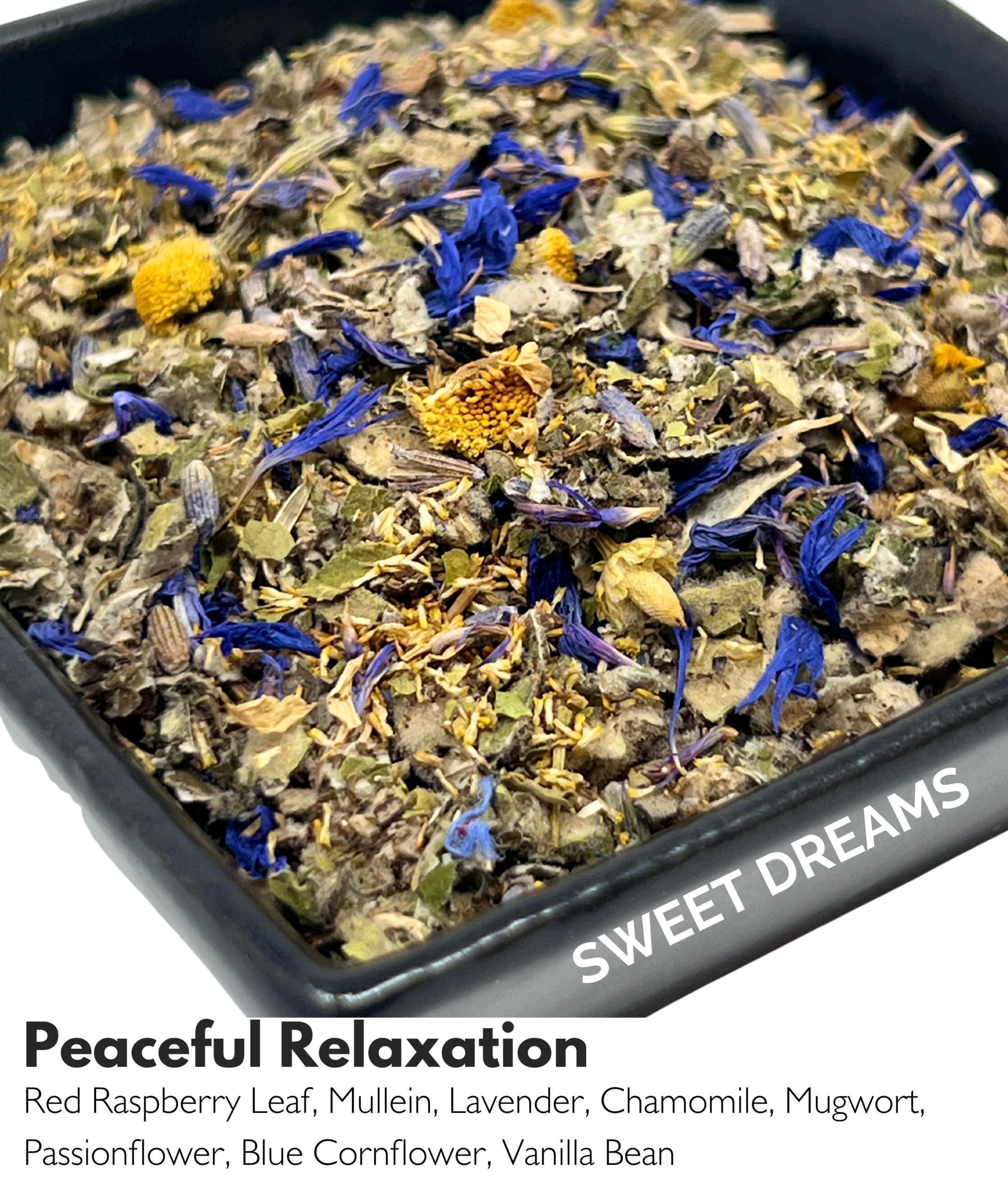 Flora Jane\'s Herbal Blend for Smoke and Tea - Smoke & Brew Sweet Dreams for Relaxation and Sleep - Lavender and Chamomile - Organic and Wildcrafted Herbs - 1oz