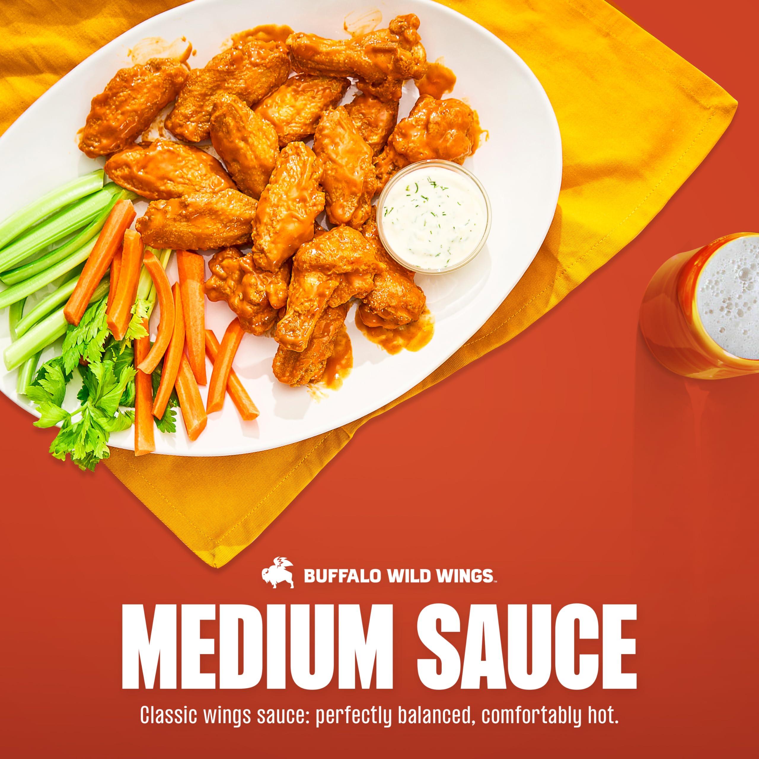 Buffalo Wild Wings Buffalo Wild Wings Medium Buffalo Sauce, 12 fl. oz., Perfect Dipping Sauce, Chicken Marinade, Wing Seasoning and Burger Topping, Enjoy a Medium, Comfortable Heat