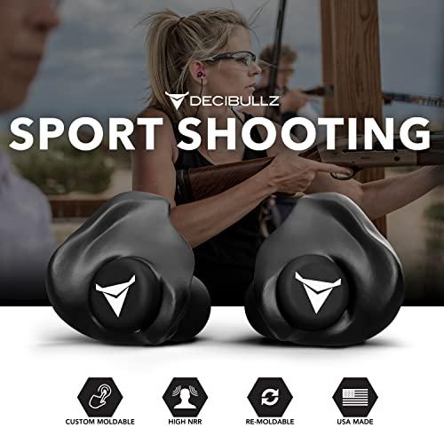 Decibullz Decibullz - Custom Molded Earplugs, 31dB Highest NRR, Comfortable Hearing Protection for Shooting, Travel, Swimming, Work and Concerts (Black)