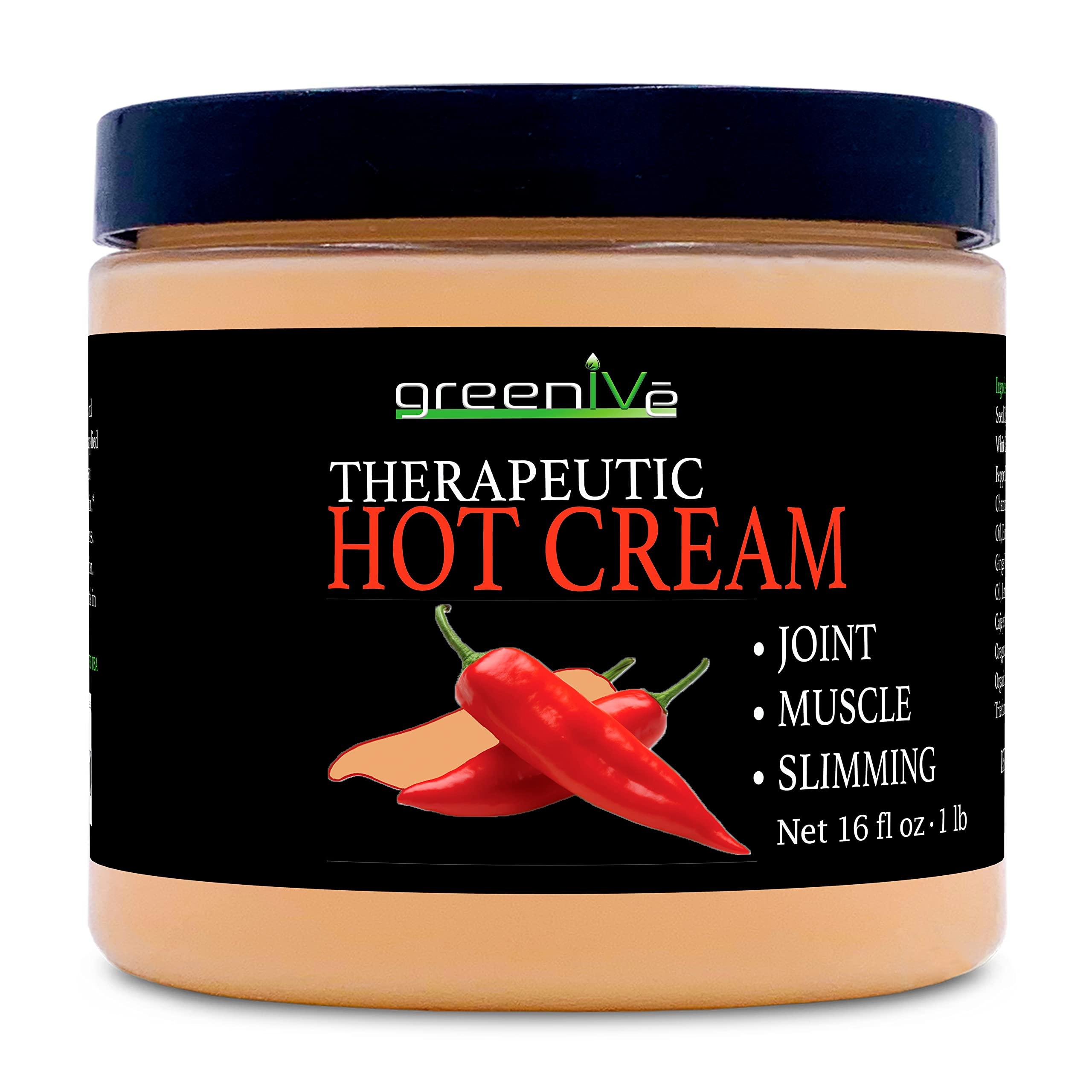 Greenive GreenIVe Hot Cream Massage Lotion for Joints Muscles and Skin Tighting Wraps Hot & Cold Sensation Bulk Jar (16oz Jar)