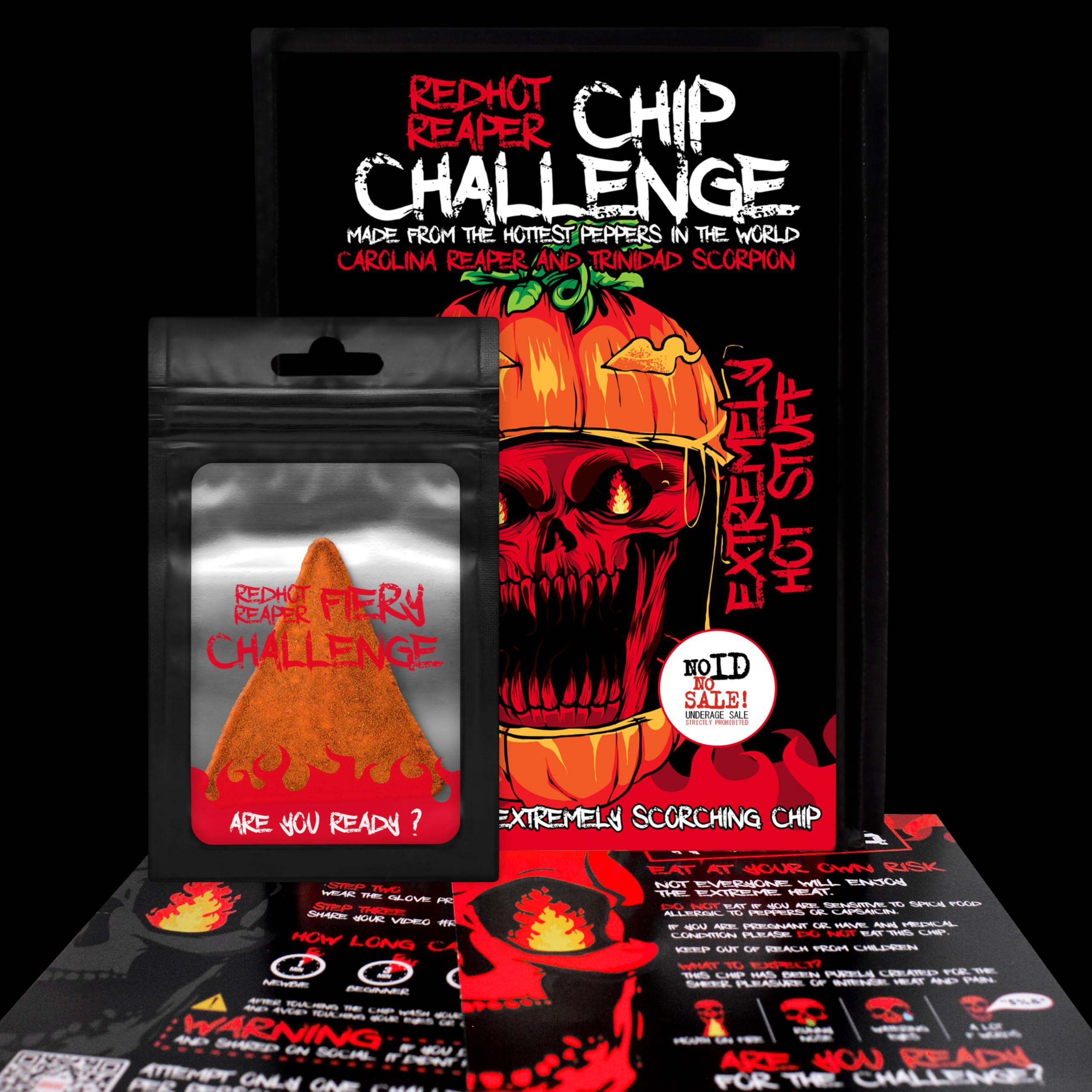 Red Hot Reaper Red Hot Reaper 1x Chip Challenge Hottest Chip Halloween Carolina Reaper Spicy Challenge - Stupidly Spicy Hot Chip