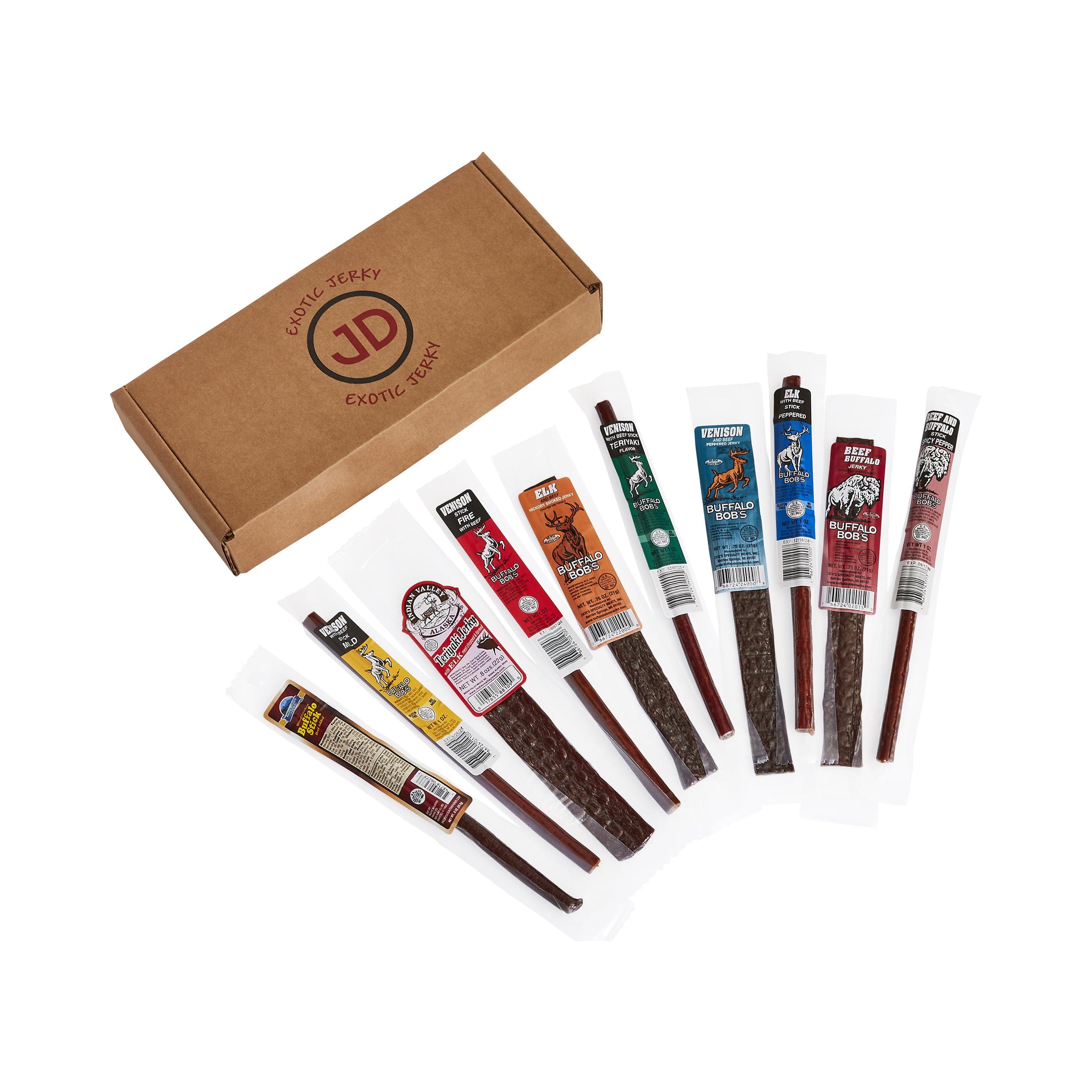 Jerky Dynasty Jerky Dynasty Exotic Meat Stick Snack Mix - Slim Variety Pack, High-Protein Keto Snack with Premium Ingredients, Unique Flavors for Adventurous Tastes, Gift For Men (10 pack)