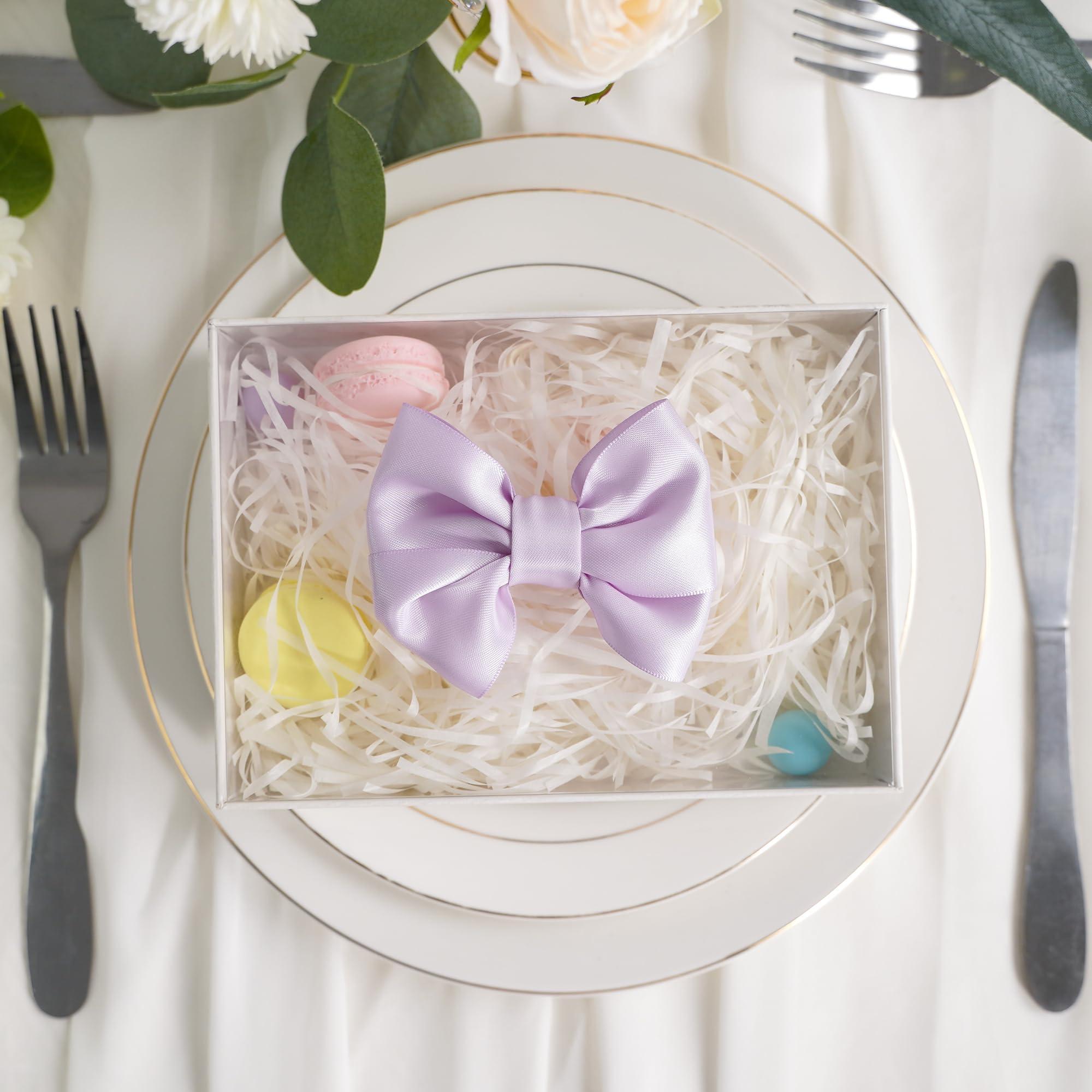 AIMUDI AIMUDI Lilac Satin Ribbon Twist Tie Bows for Treat Bags 3.5\" Light Purple Bows for Crafts Small Bows for Gift Wrapping Premade Bows for Cake Pop Candy Apples Gift Bags Wedding Baby Shower -24 Counts