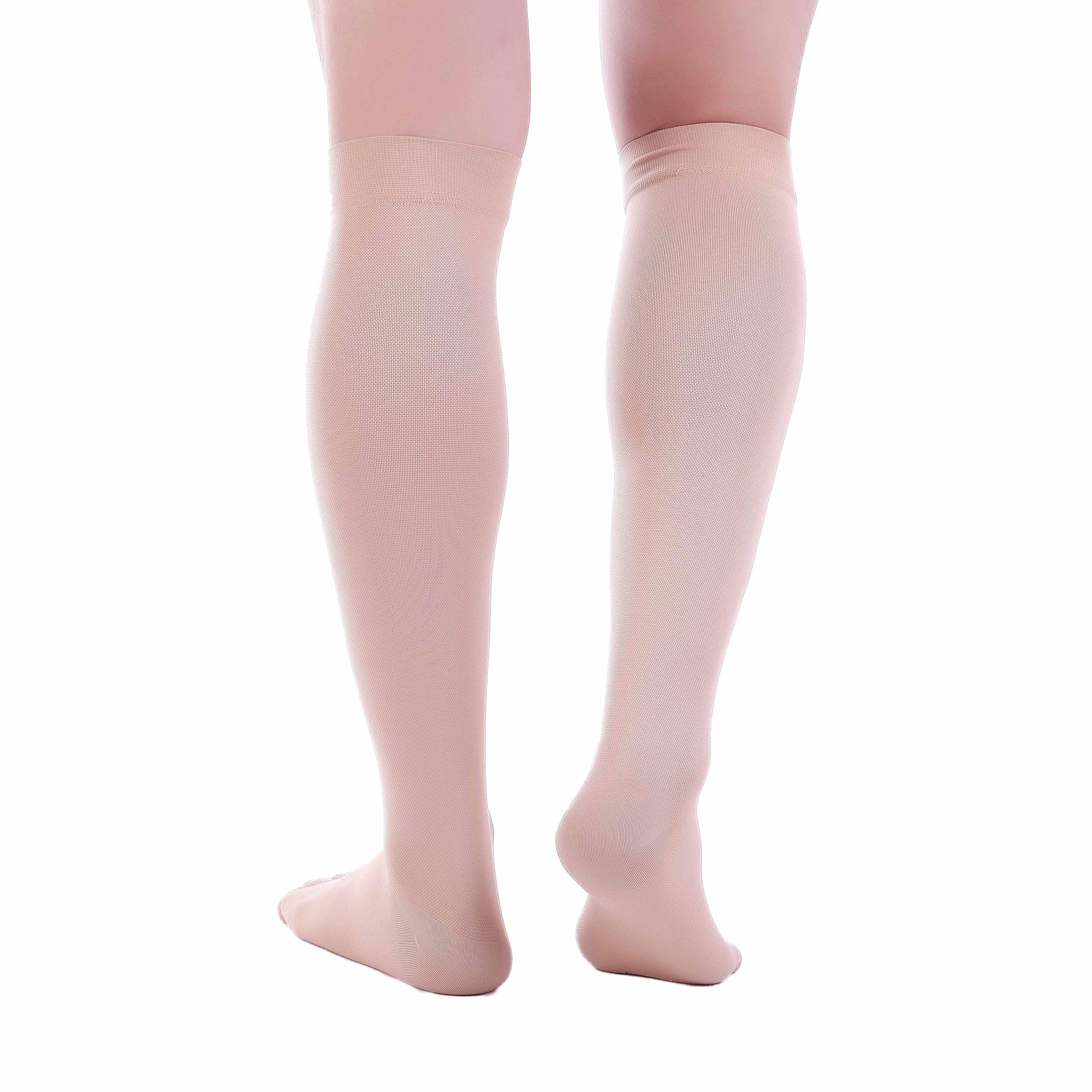 Doc Miller Doc Miller Open Toe Compression Socks, 30-40 mmHg, Toeless, Support Circulation, Shin Splints, Calf Recovery, Varicose, Knee High, Medical Grade, Skin/Nude Socks, 4X-Large Size for Men & Women, Pair