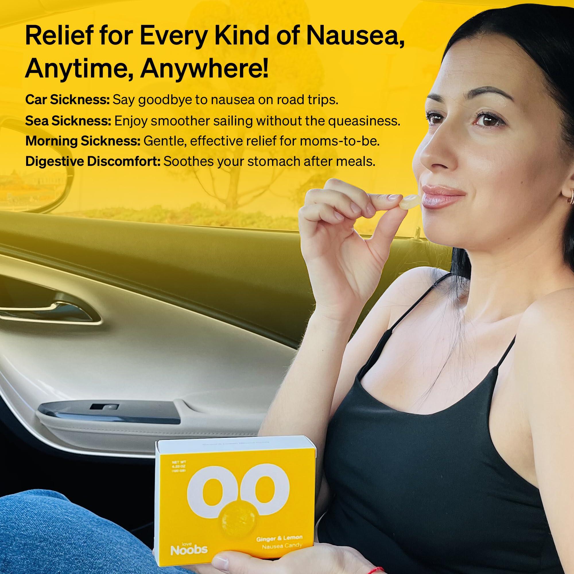 Love Noobs Lemon Ginger Candy for Nausea Pregnancy by LoveNoobs, Anti Nausea Pregnancy, Lemon Ginger Chews for Nausea, Anti Nausea Candy for Morning Sickness, Ginger Drops for Motion Sickness, Sugar-Free, B6